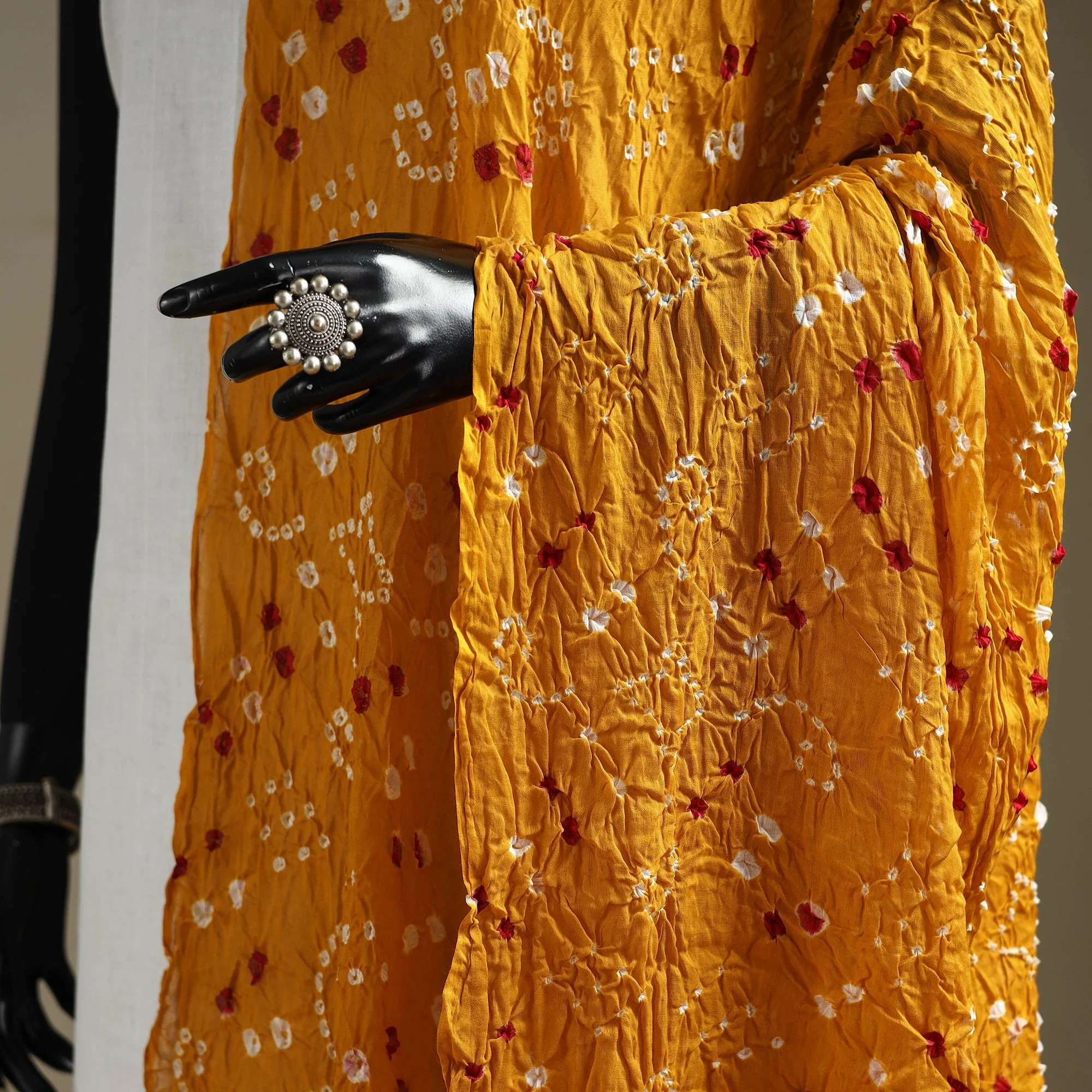 Yellow - Kutch Tie-Dye Cotton Bandhani Dupatta 64 - Image 3