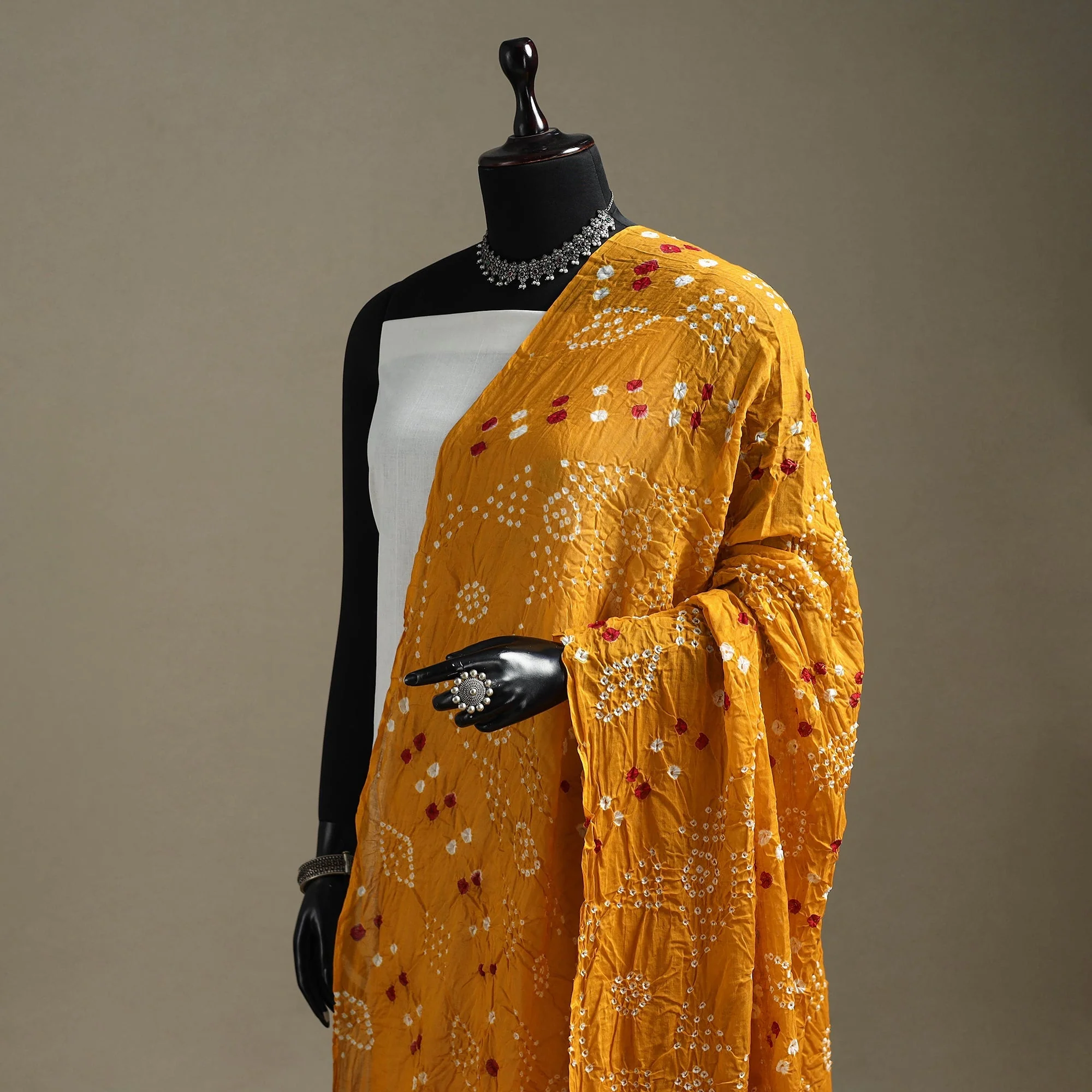 Yellow - Kutch Tie-Dye Cotton Bandhani Dupatta 67 - Image 2
