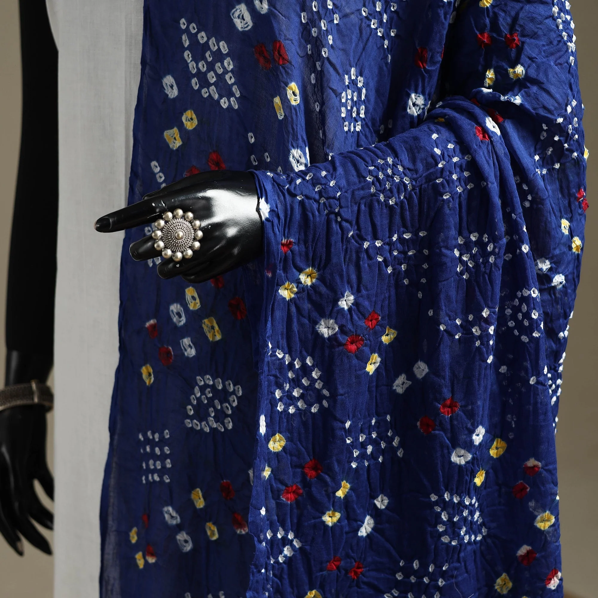 Blue - Kutch Tie-Dye Cotton Bandhani Dupatta 99 - Image 3