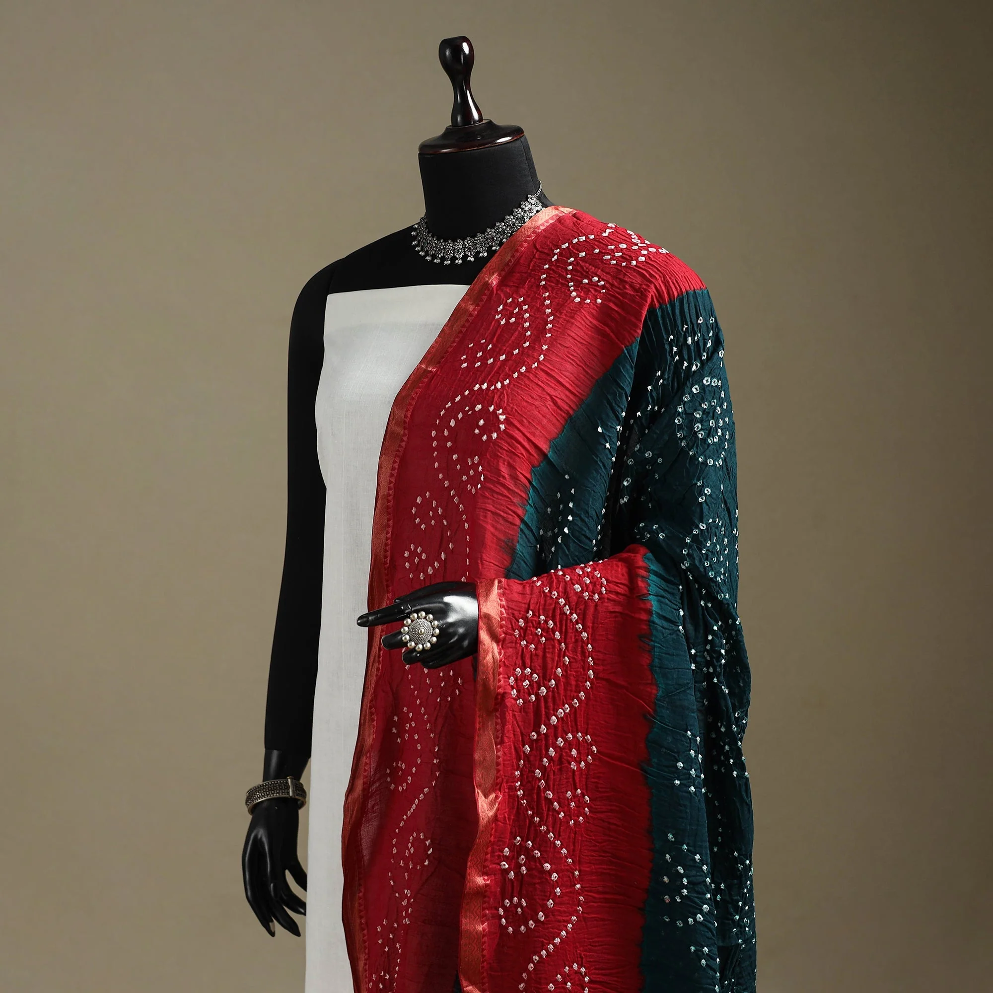 Multicolor - Kutch Tie-Dye Cotton Bandhani Dupatta with Border 61 - Image 2