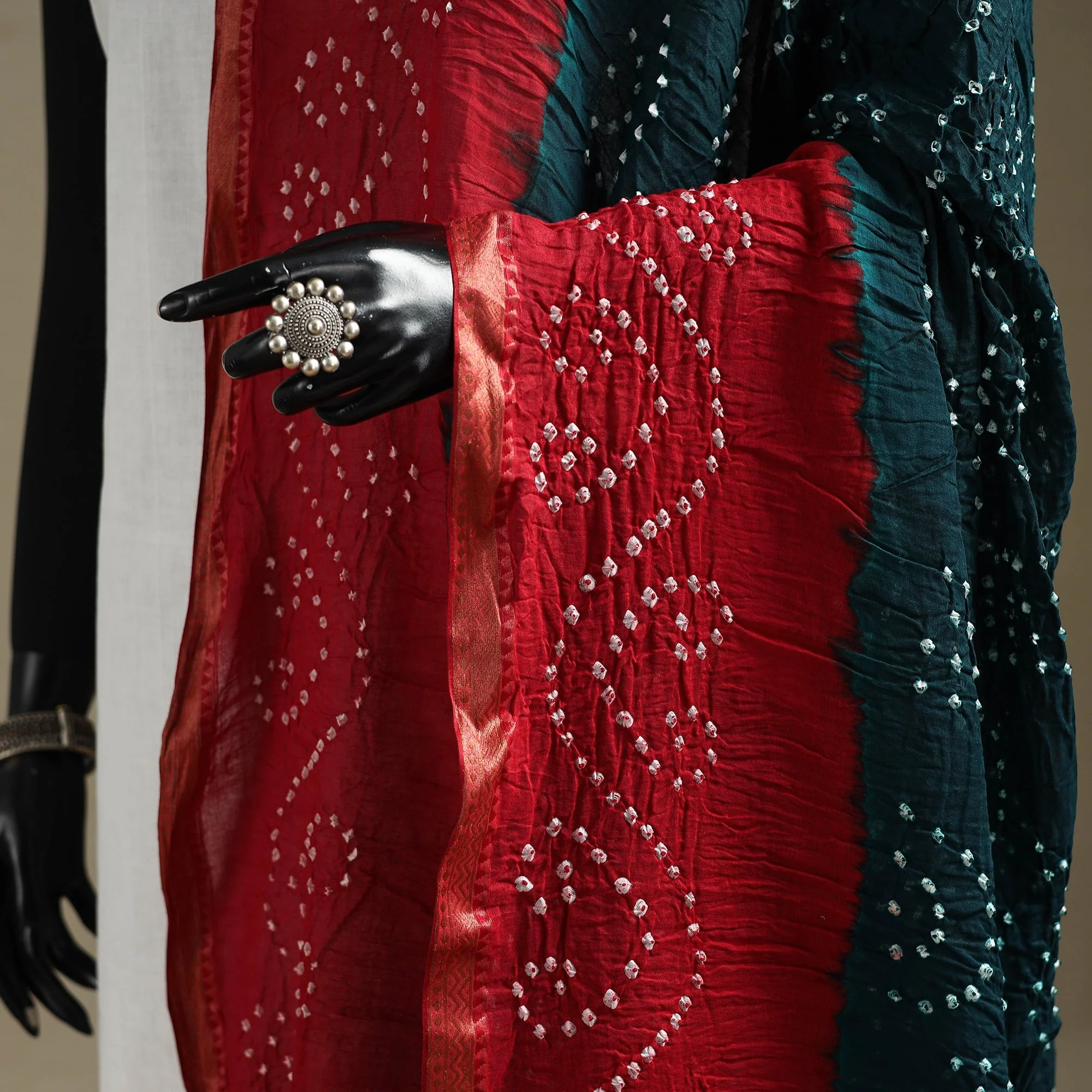 Multicolor - Kutch Tie-Dye Cotton Bandhani Dupatta with Border 61 - Image 3