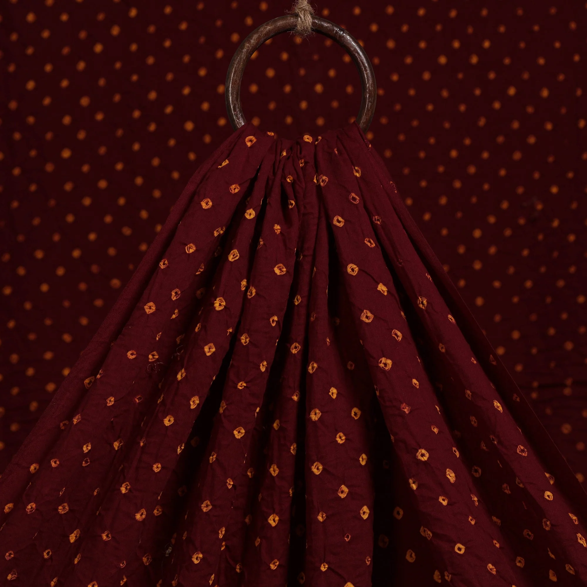 Maroon - Kutch Tie-Dye Cotton Bandhani Fabric 02 - Image 3