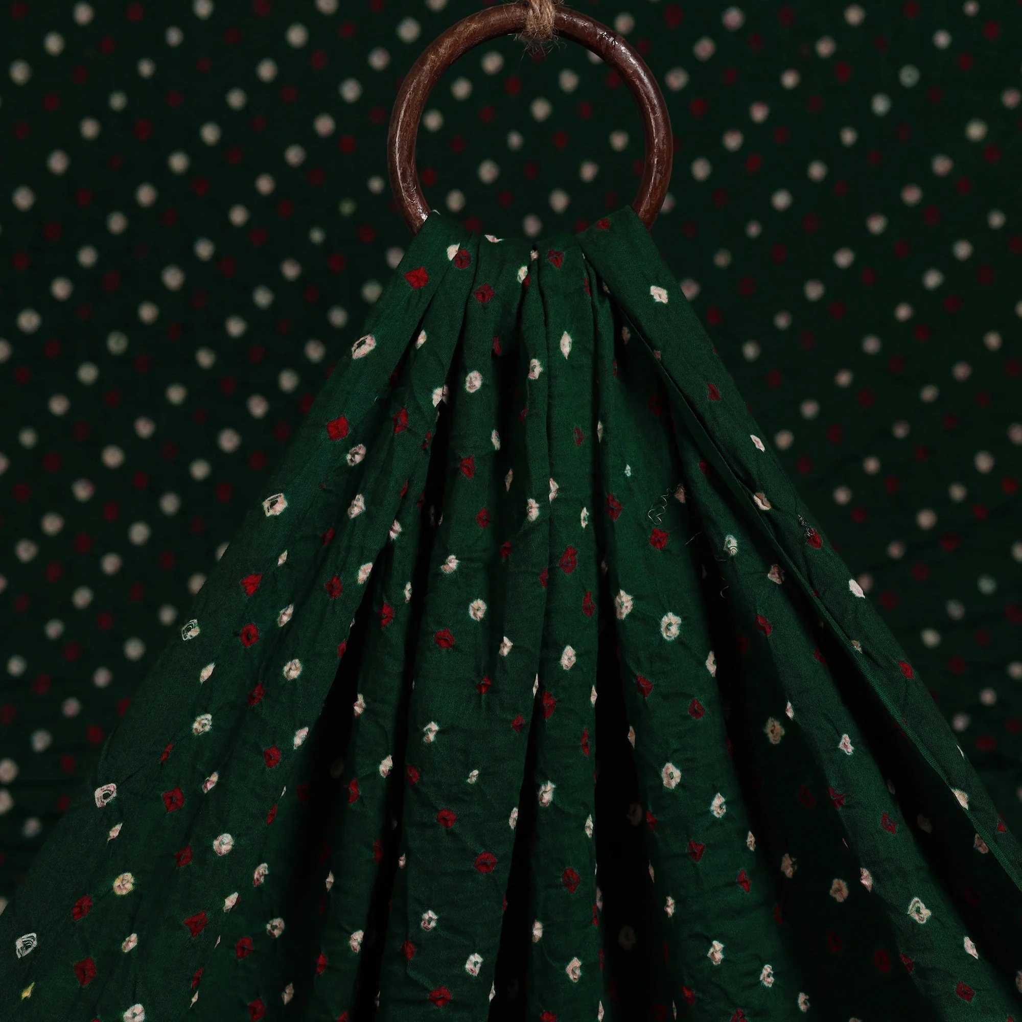 Green - Kutch Tie-Dye Cotton Bandhani Fabric 04 - Image 3