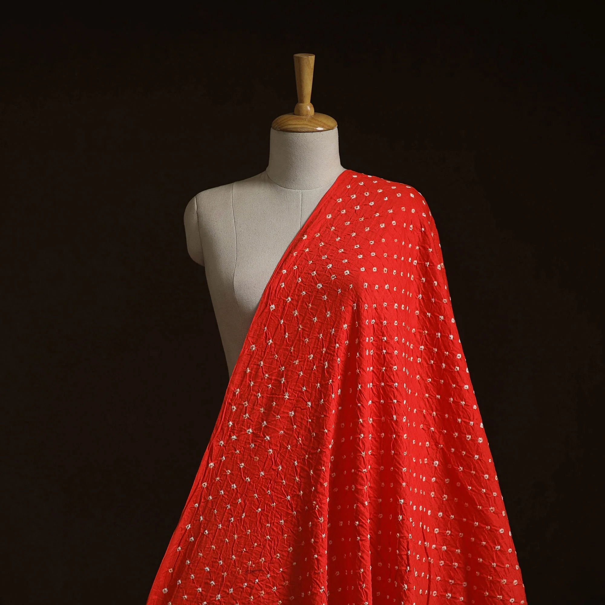 Red - Kutch Tie-Dye Cotton Bandhani Fabric 07 - Image 2