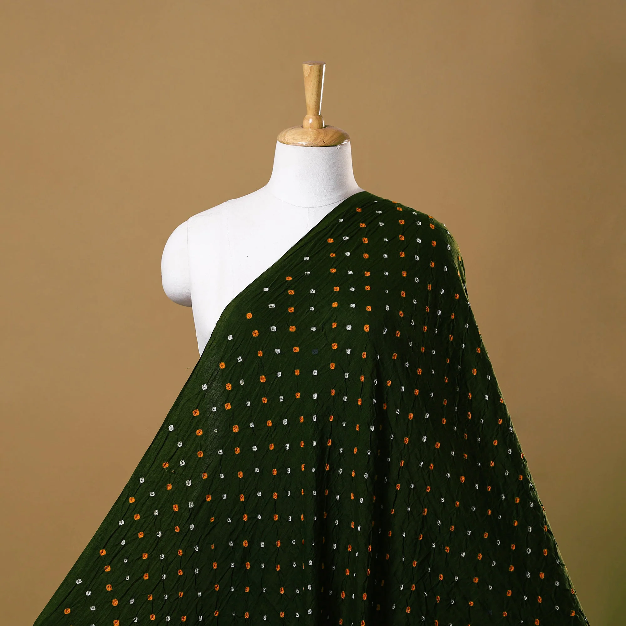 Green - Kutch Tie-Dye Cotton Bandhani Fabric 09 - Image 2