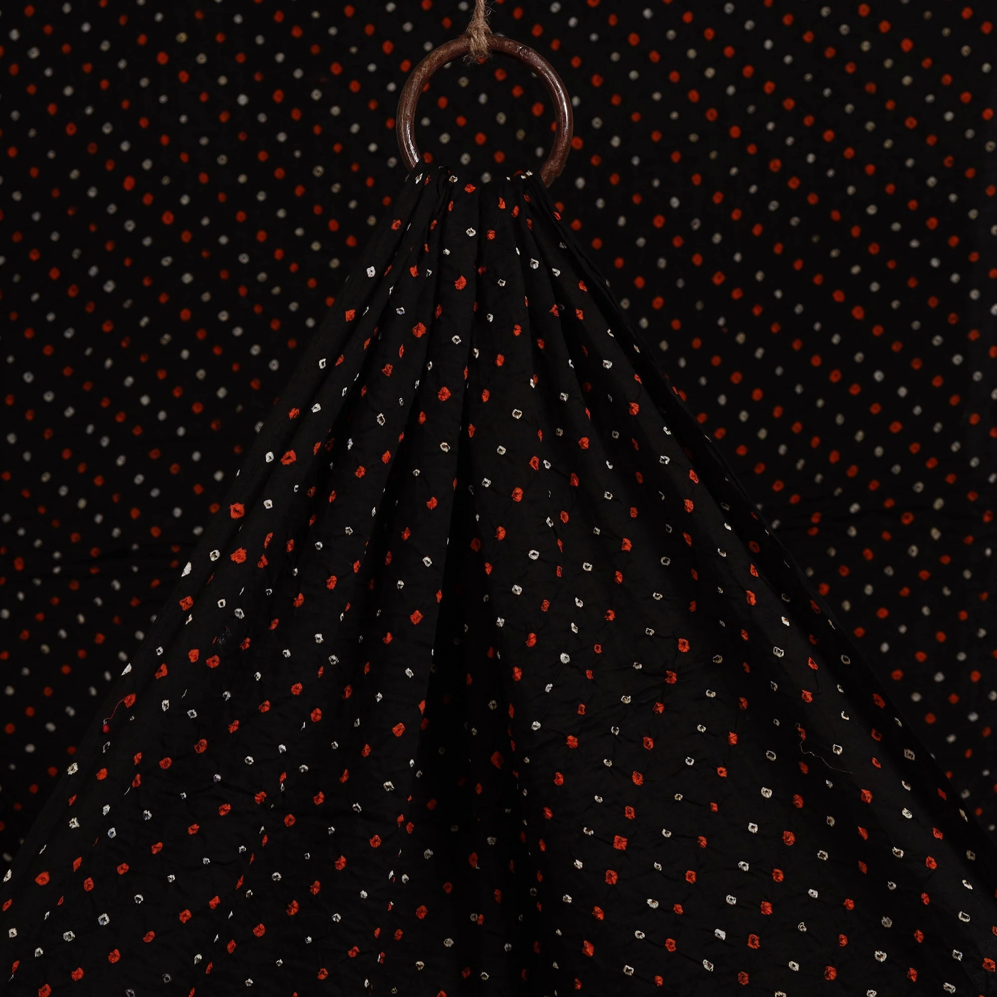 Black - Kutch Tie-Dye Cotton Bandhani Fabric 10 - Image 2