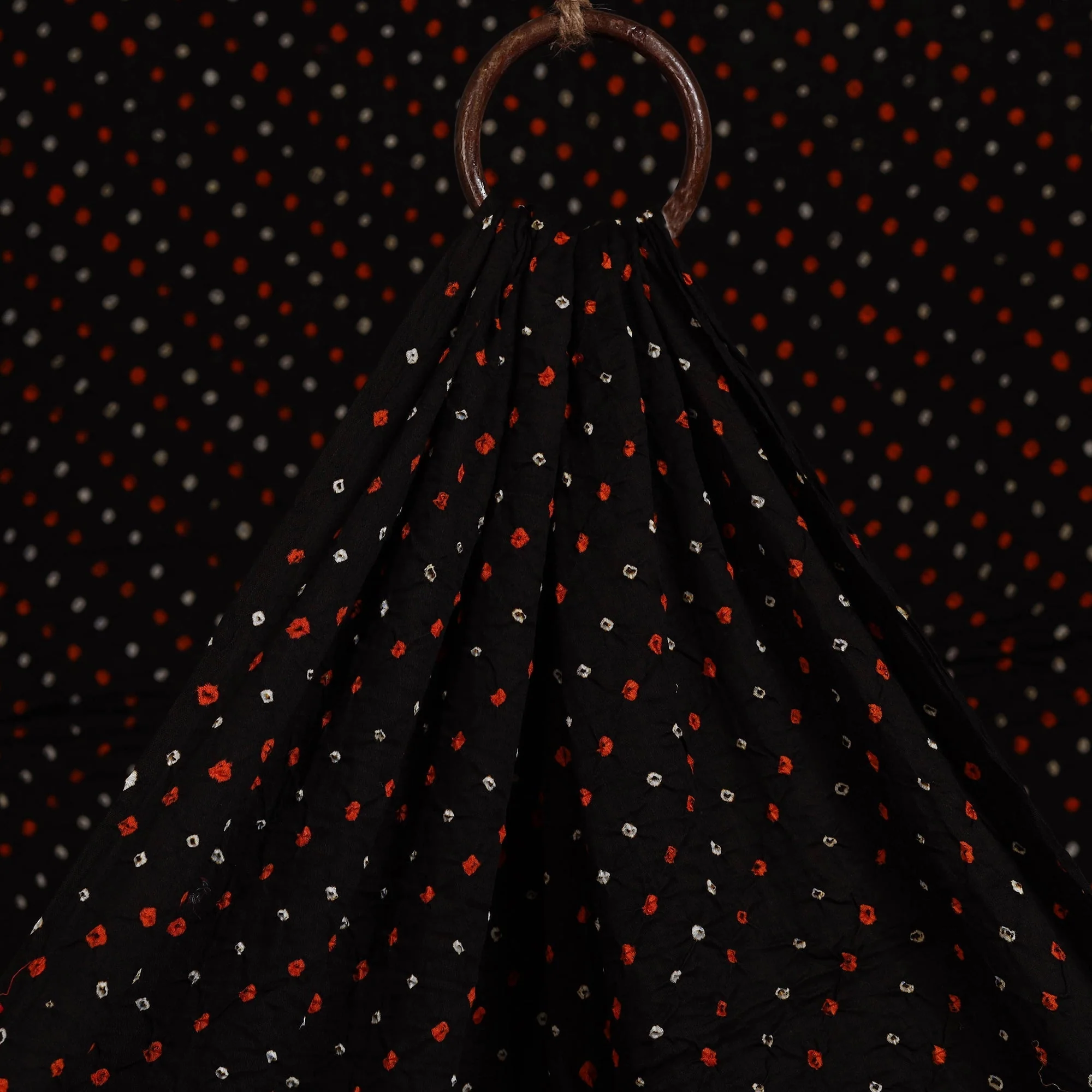 Black - Kutch Tie-Dye Cotton Bandhani Fabric 10 - Image 3