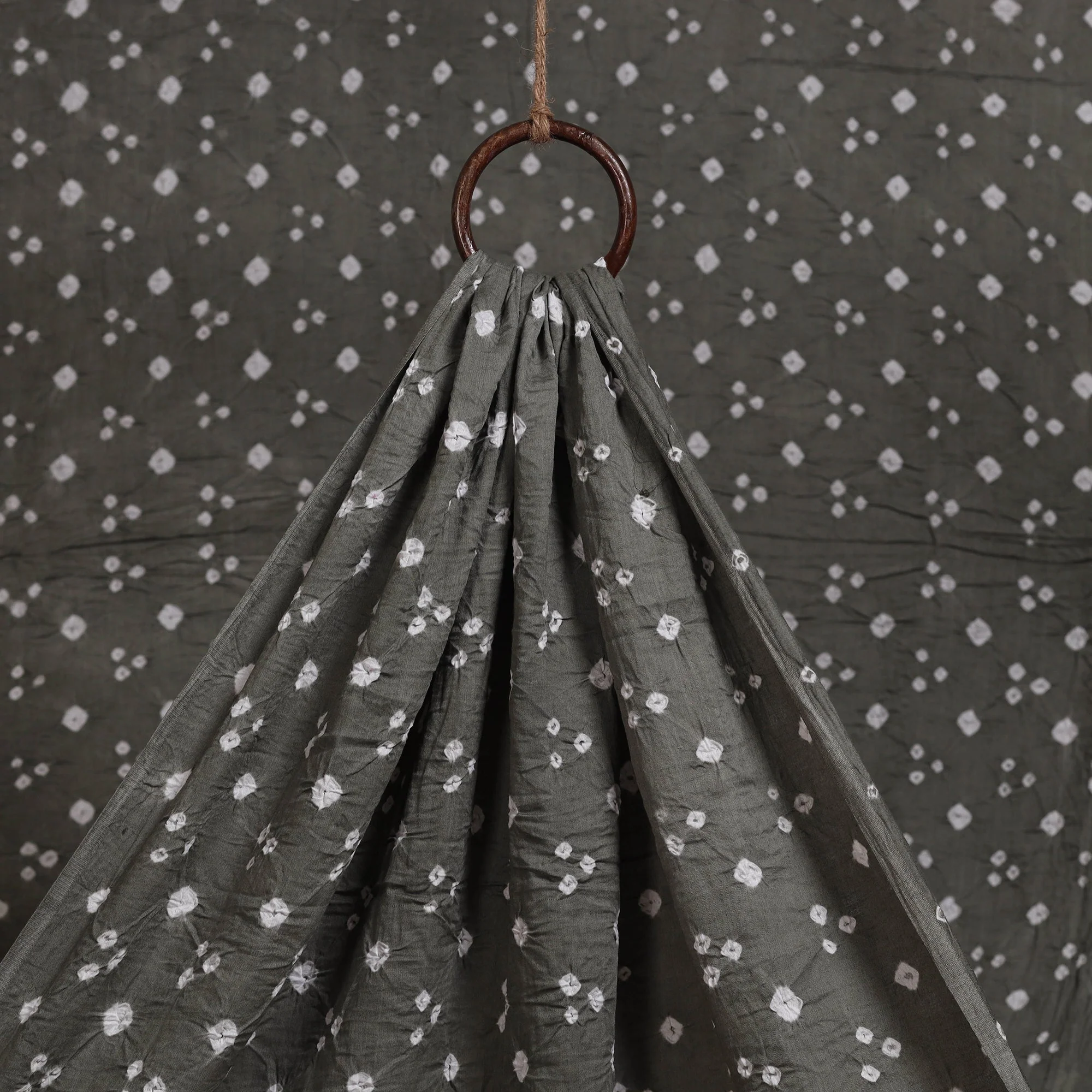 Grey - Kutch Tie-Dye Cotton Bandhani Fabric 24 - Image 2