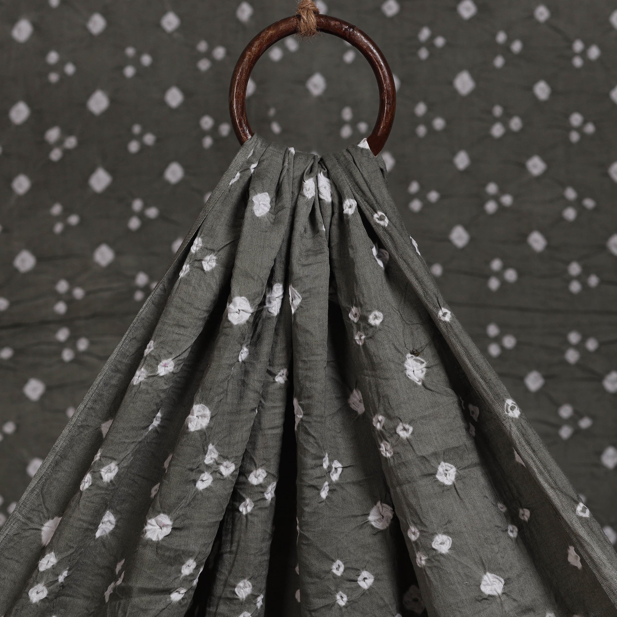 Grey - Kutch Tie-Dye Cotton Bandhani Fabric 24 - Image 3