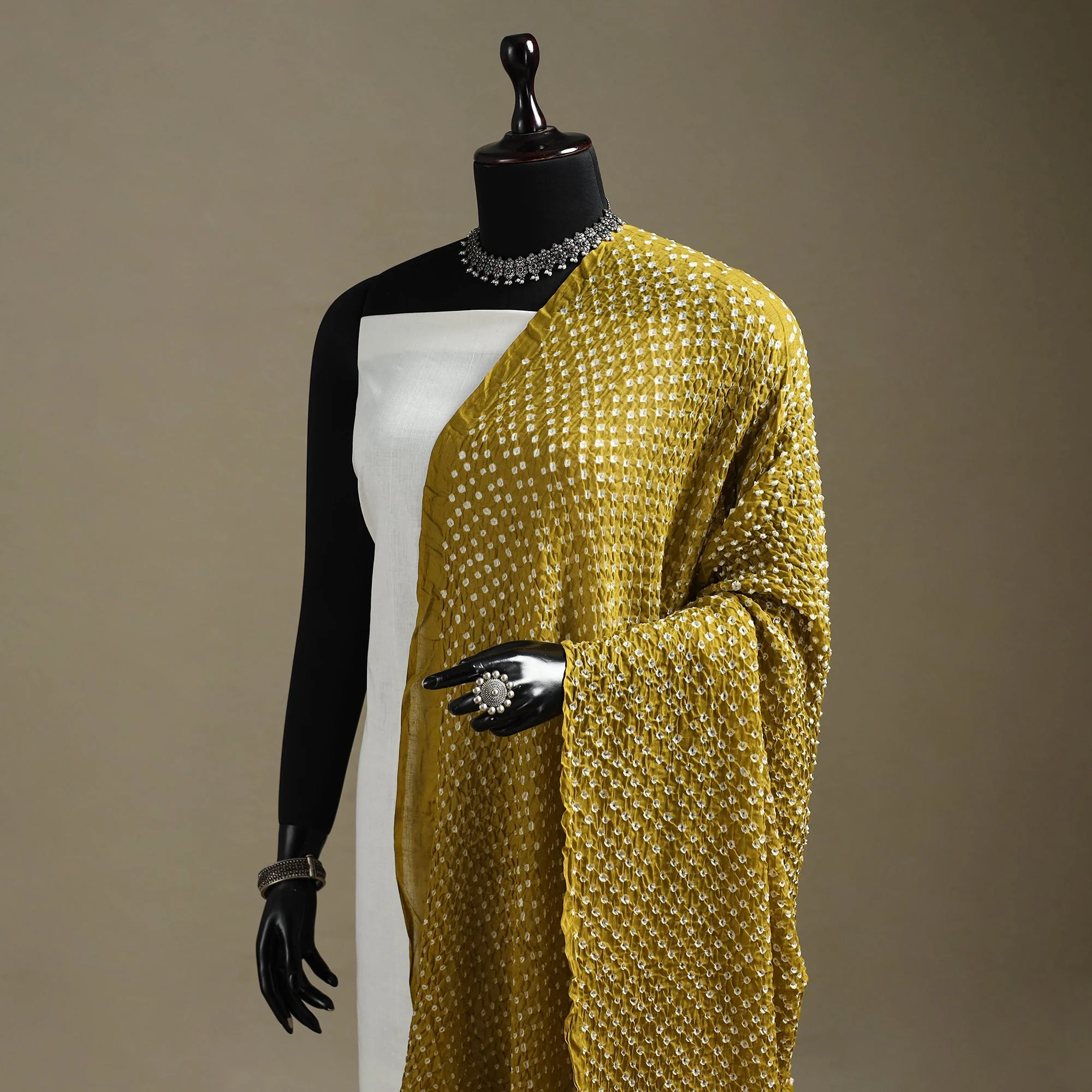 Green - Kutch Tie-Dye Cotton Heavy Bandhani Dupatta 12 - Image 2