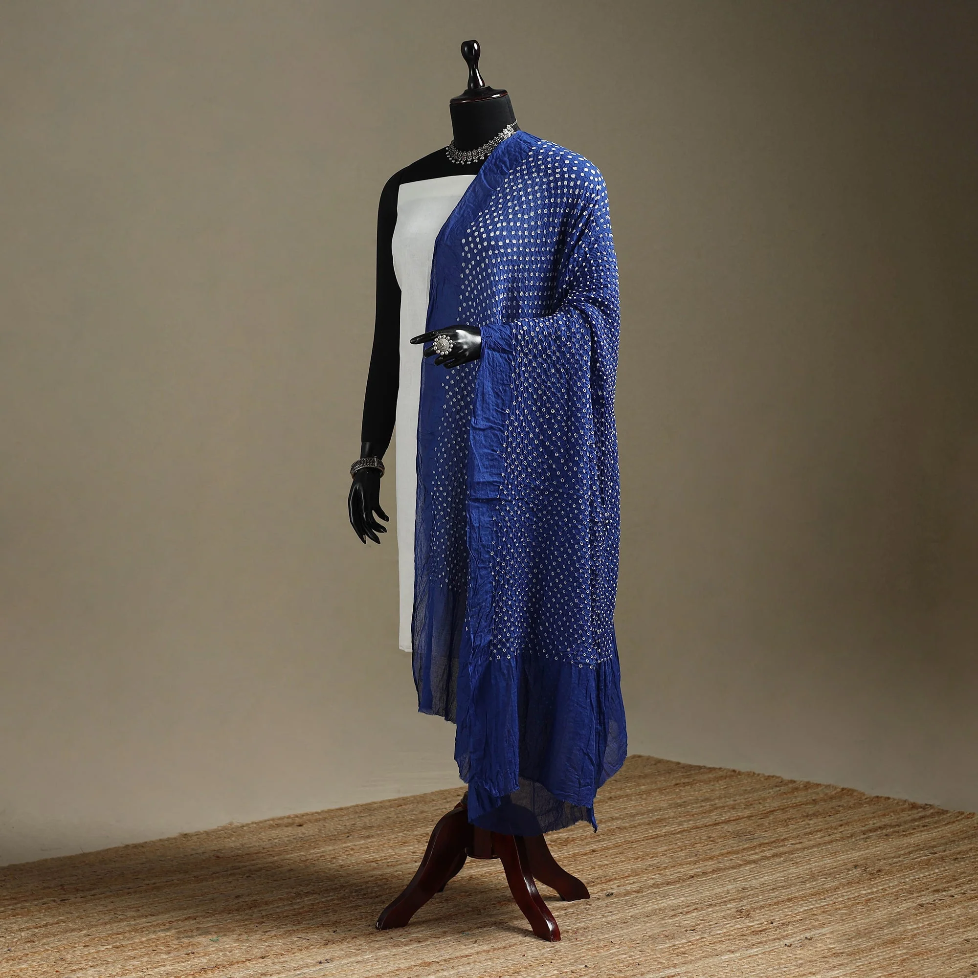 Blue - Kutch Tie-Dye Cotton Heavy Bandhani Dupatta 21