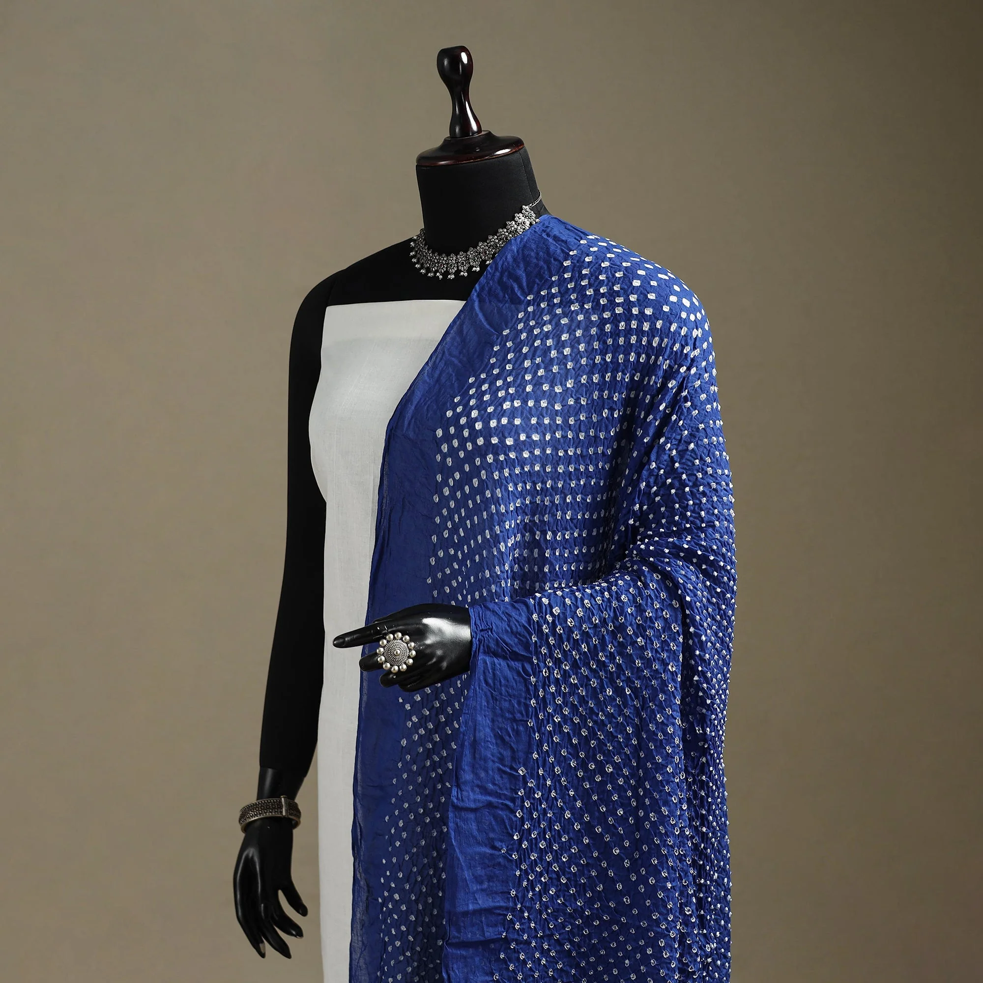 Blue - Kutch Tie-Dye Cotton Heavy Bandhani Dupatta 21 - Image 2