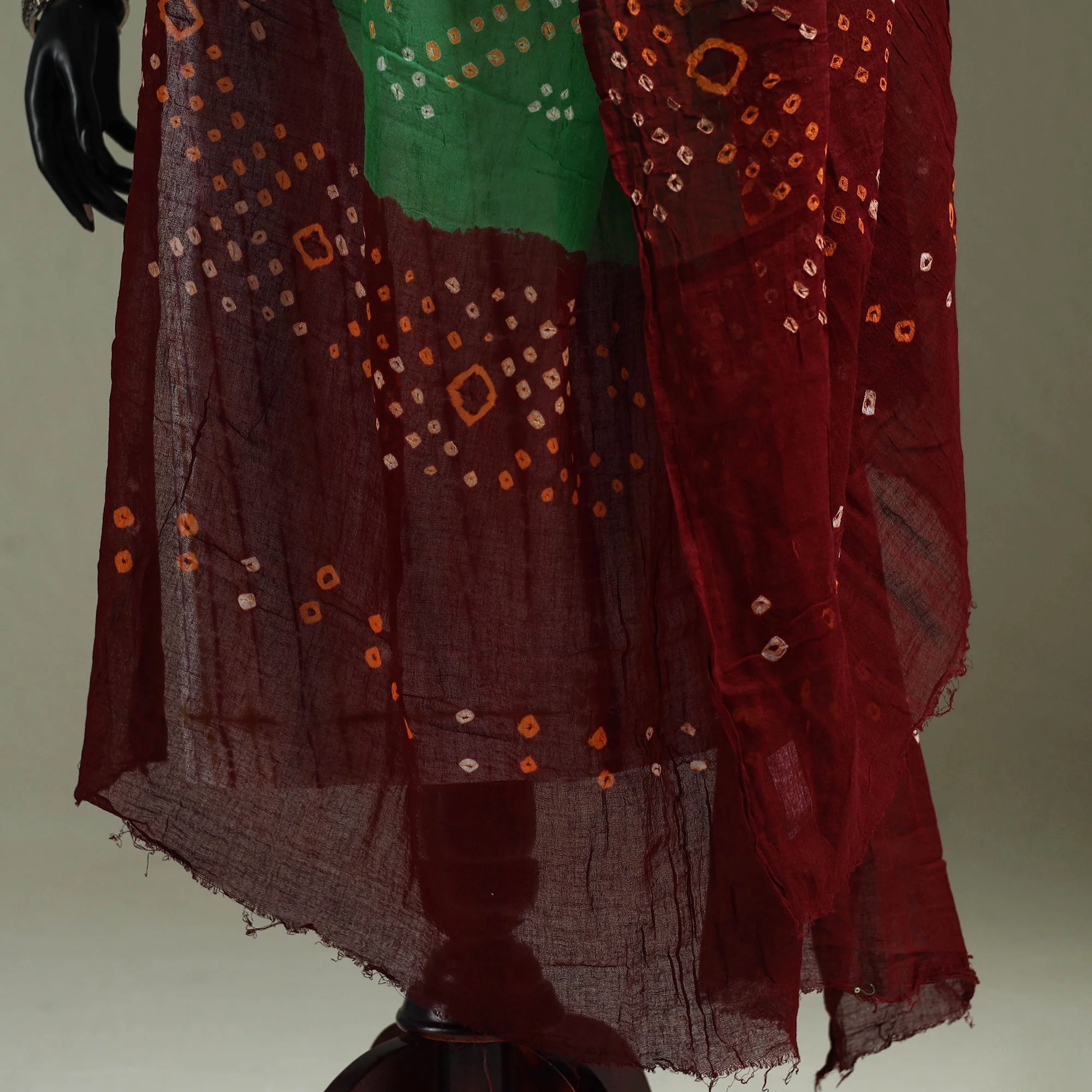 Multicolor - Kutch Tie-Dye Pure Mul Cotton Bandhani Dupatta 14 - Image 4