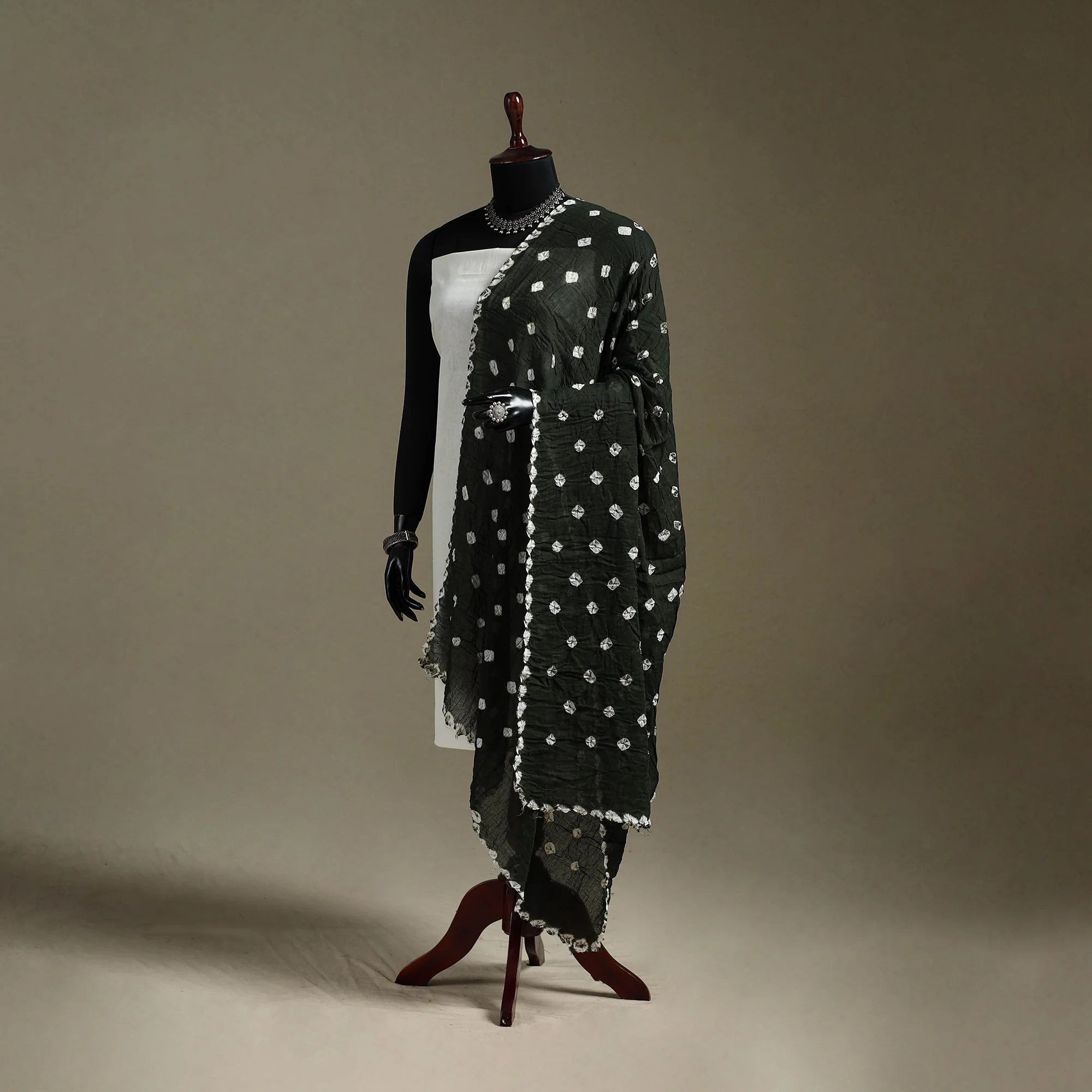 Green - Kutch Tie-Dye Pure Mul Cotton Bandhani Dupatta 16