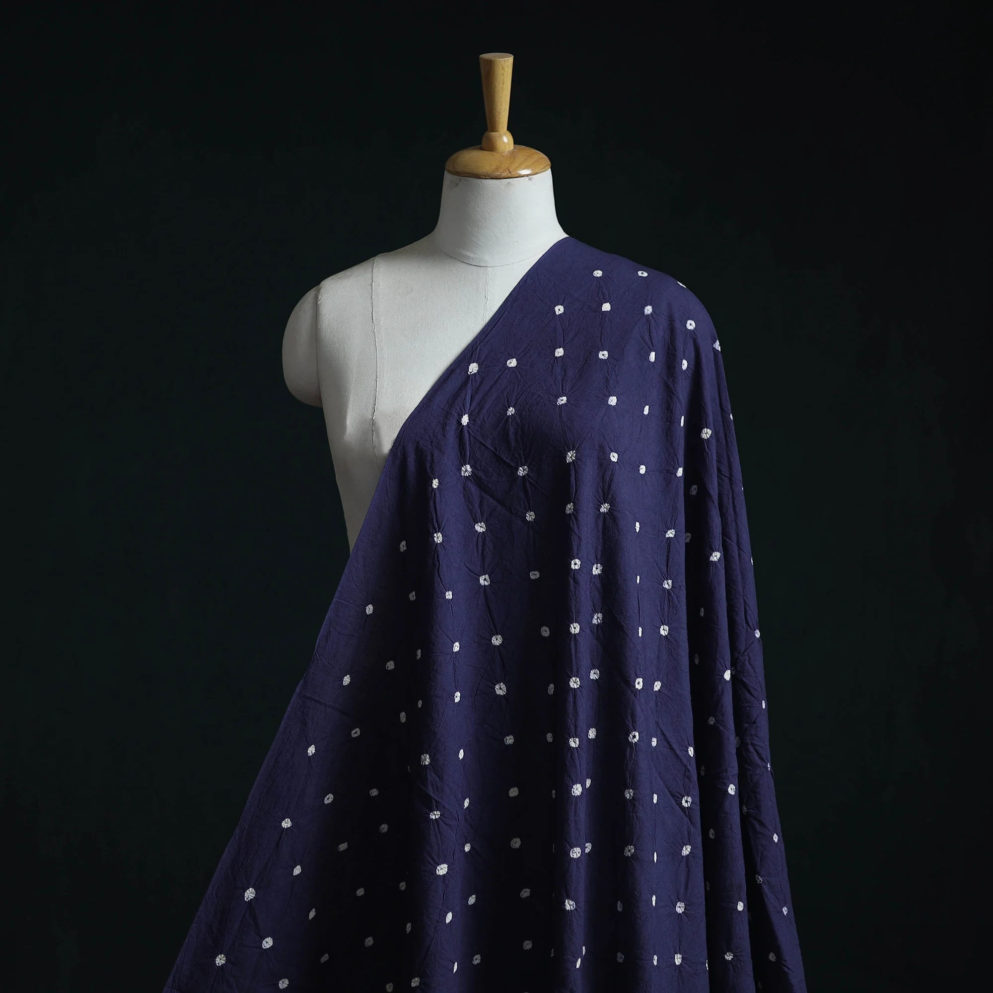 Blue - Kutch Tie-Dye Pure Mul Cotton Bandhani Fabric 07
