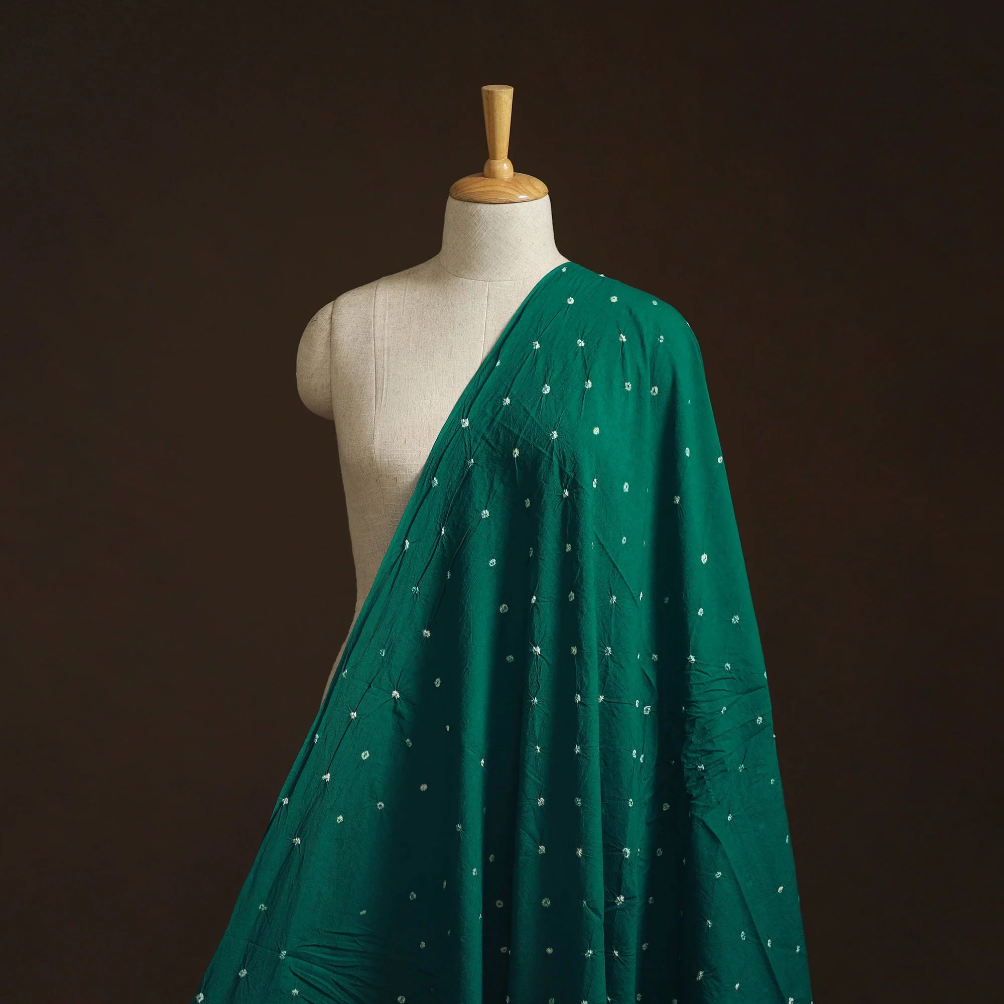 Green - Kutch Tie-Dye Pure Mul Cotton Bandhani Fabric 16