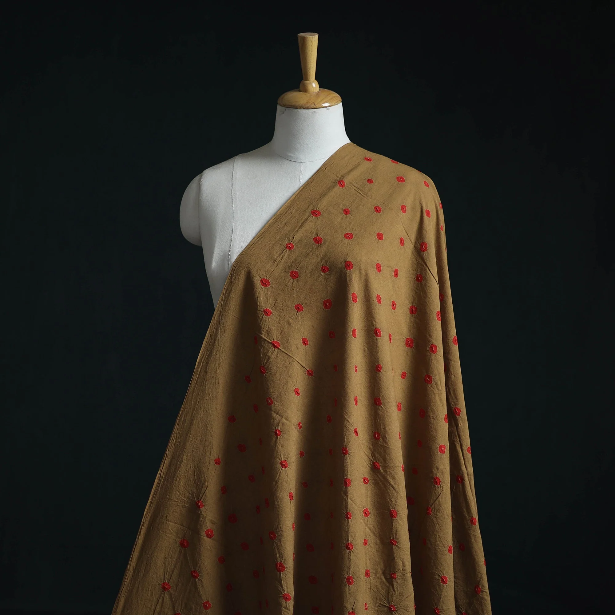 Brown - Kutch Tie-Dye Pure Mul Cotton Bandhani Fabric 19