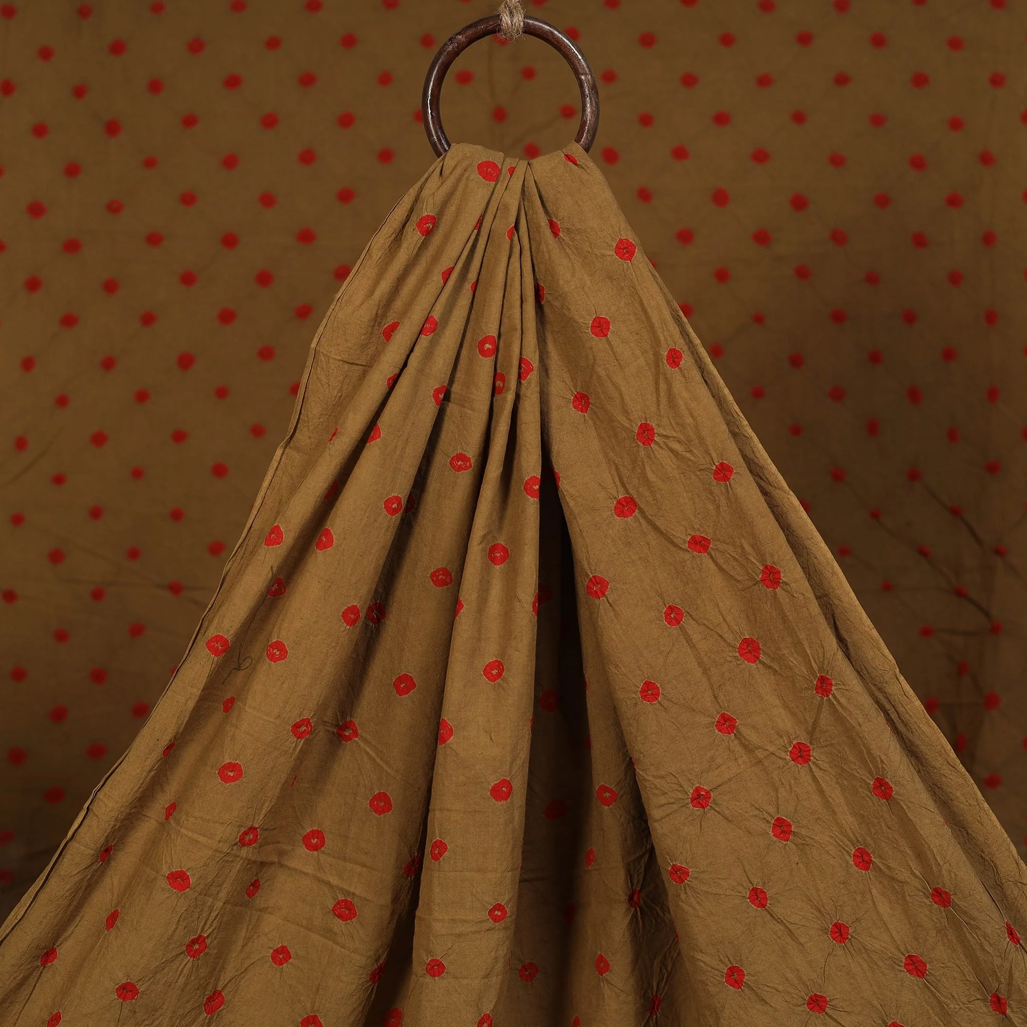 Brown - Kutch Tie-Dye Pure Mul Cotton Bandhani Fabric 19 - Image 2