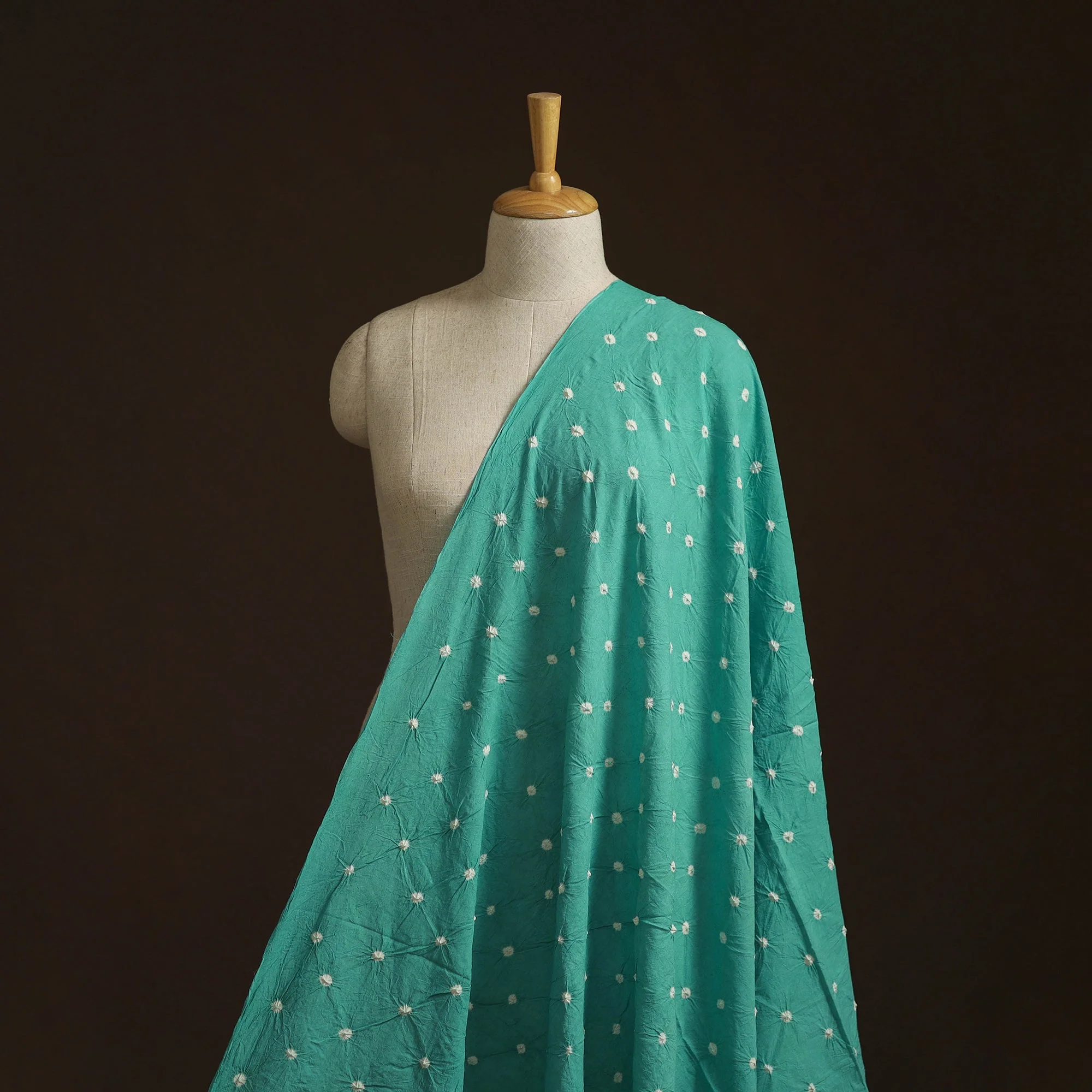 Green - Kutch Tie-Dye Pure Mul Cotton Bandhani Fabric 19