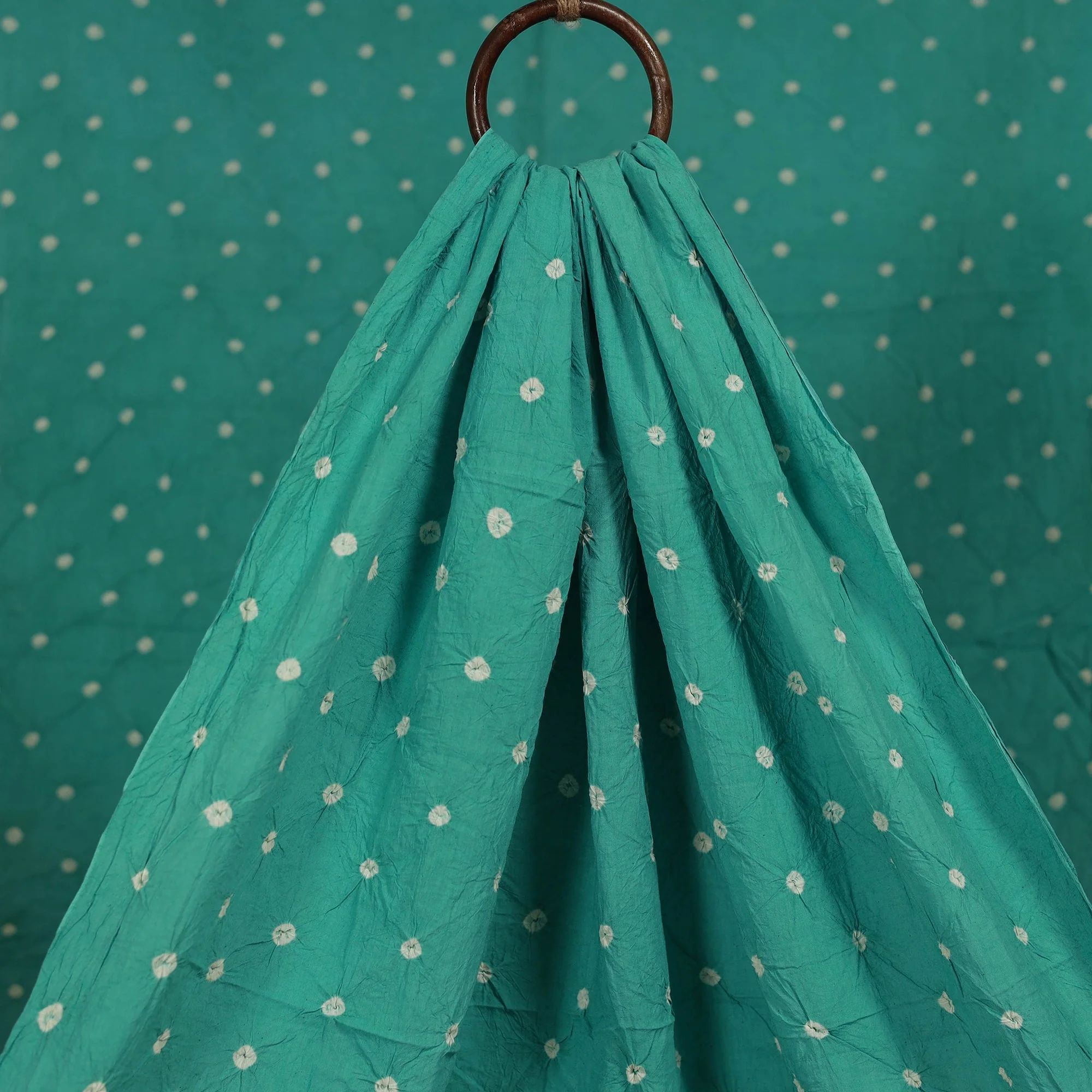 Green - Kutch Tie-Dye Pure Mul Cotton Bandhani Fabric 19 - Image 2