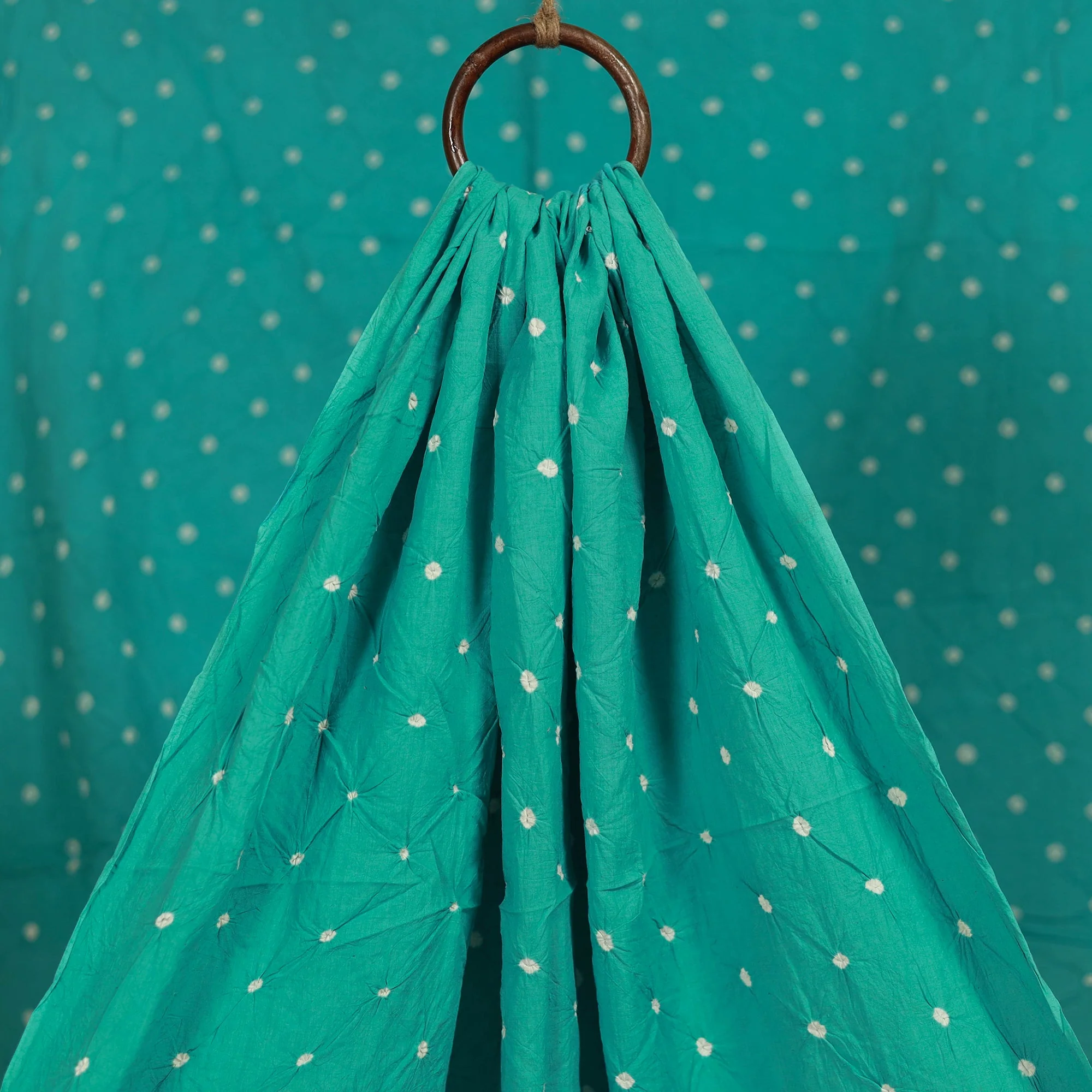 Green - Kutch Tie-Dye Pure Mul Cotton Bandhani Fabric 23 - Image 2