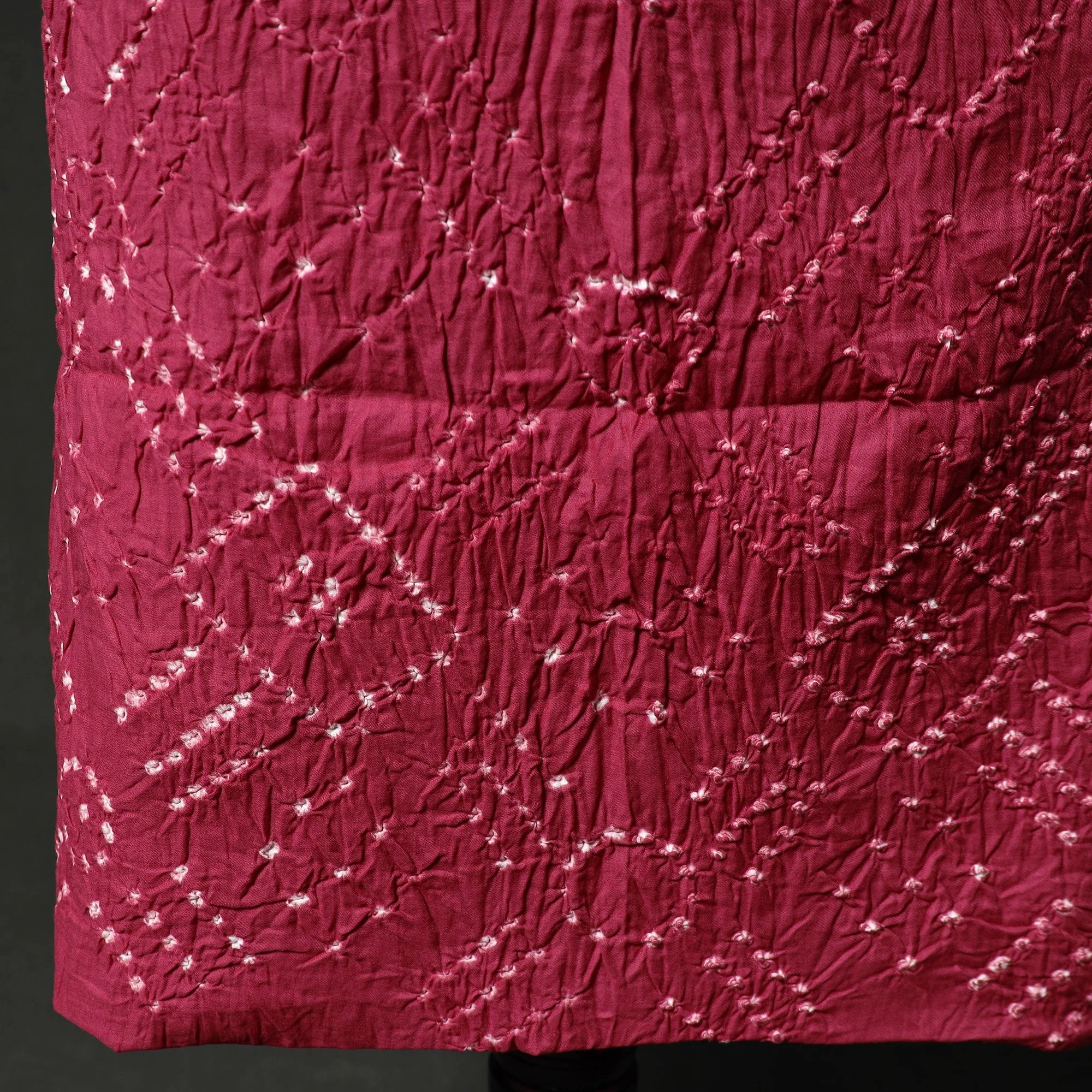 Pink - Kutch Tie-Dye Satin Cotton Bandhani 3pc Unstitched Dress Material 09 - Image 5
