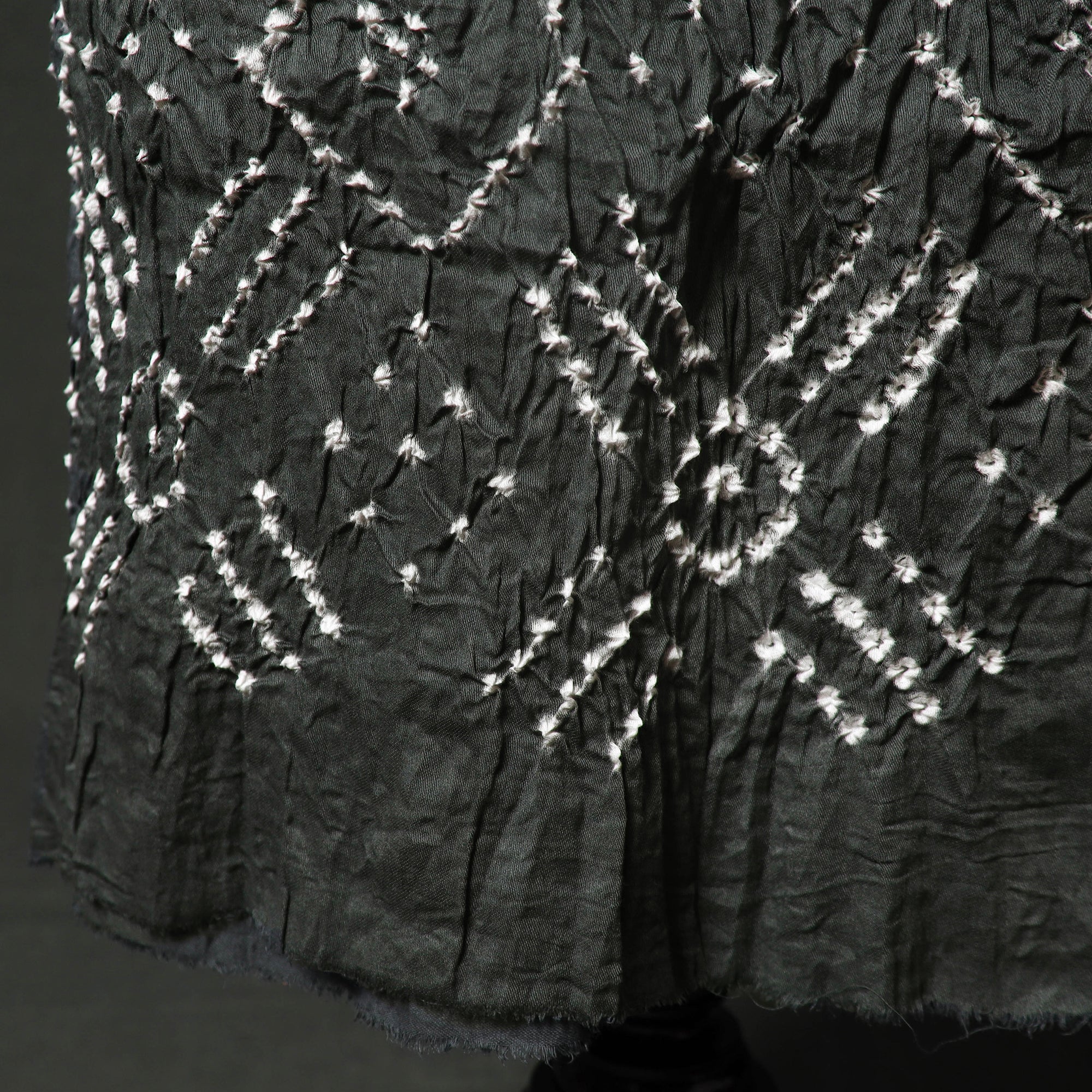 Grey - Kutch Tie-Dye Satin Cotton Bandhani 3pc Unstitched Dress Material 111 - Image 5