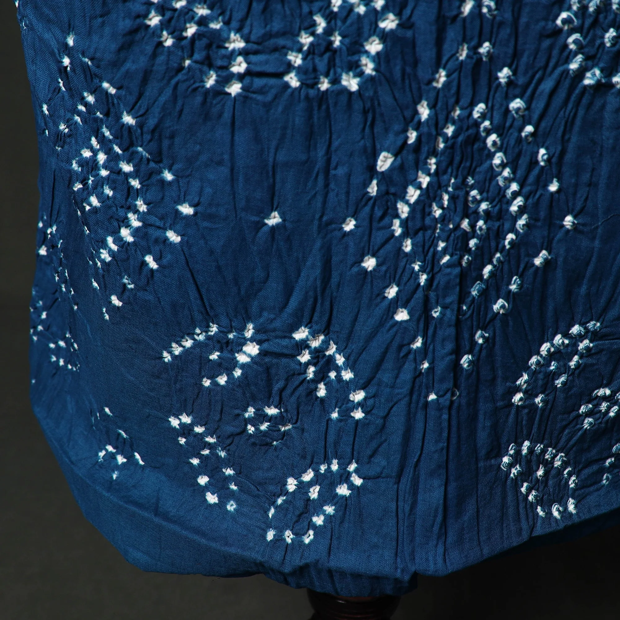Blue - Kutch Tie-Dye Satin Cotton Bandhani 3pc Unstitched Dress Material 14 - Image 5