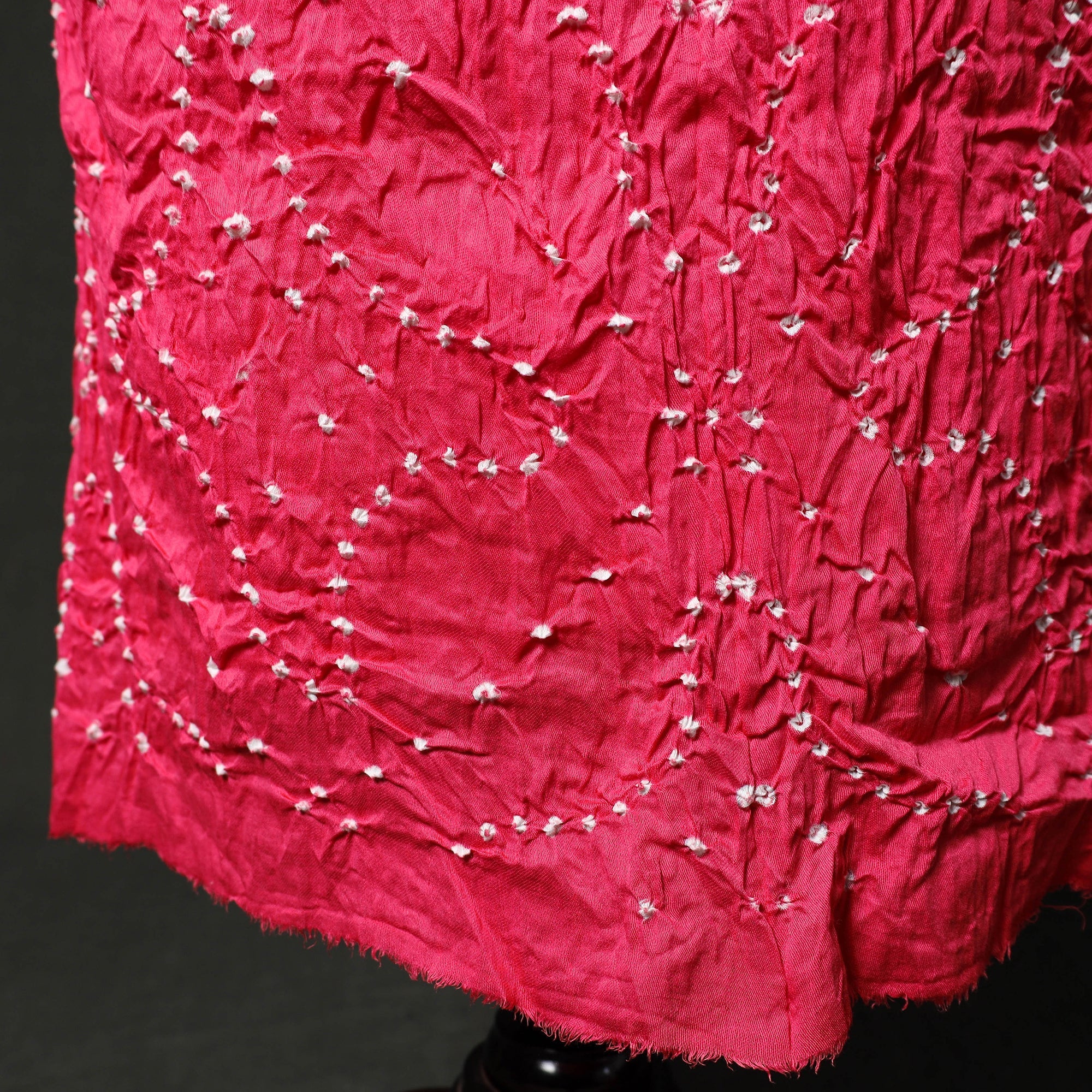 Pink - Kutch Tie-Dye Satin Cotton Bandhani 3pc Unstitched Dress Material 194 - Image 5