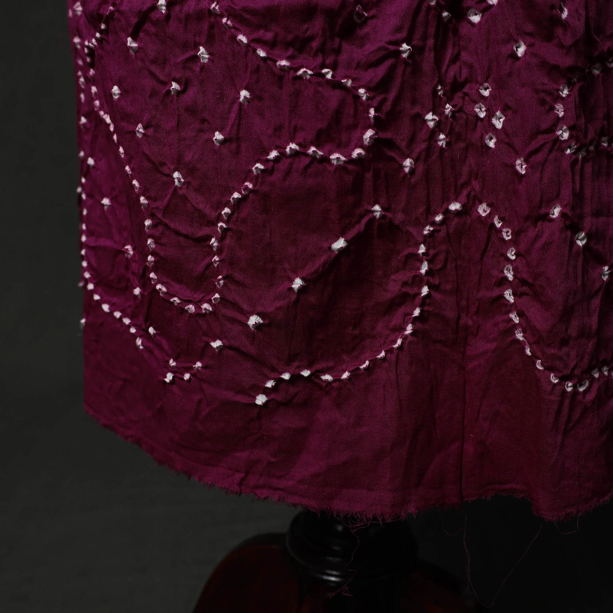 Purple - Kutch Tie-Dye Satin Cotton Bandhani 3pc Unstitched Dress Material 244 - Image 5