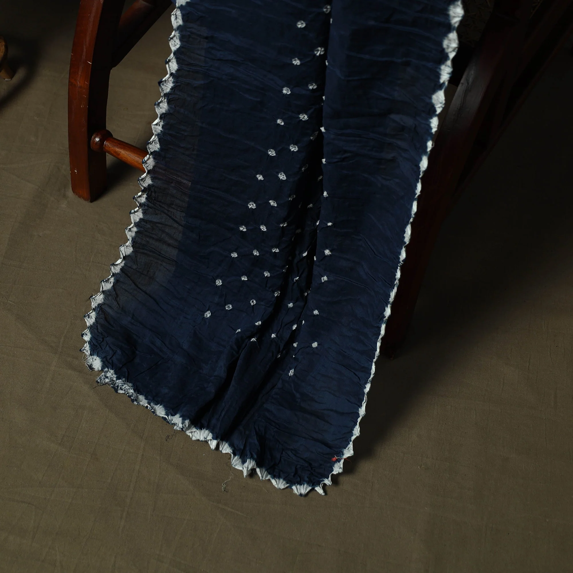 Blue - Kutch Tie-Dye Satin Cotton Bandhani 3pc Unstitched Dress Material 331 - Image 4