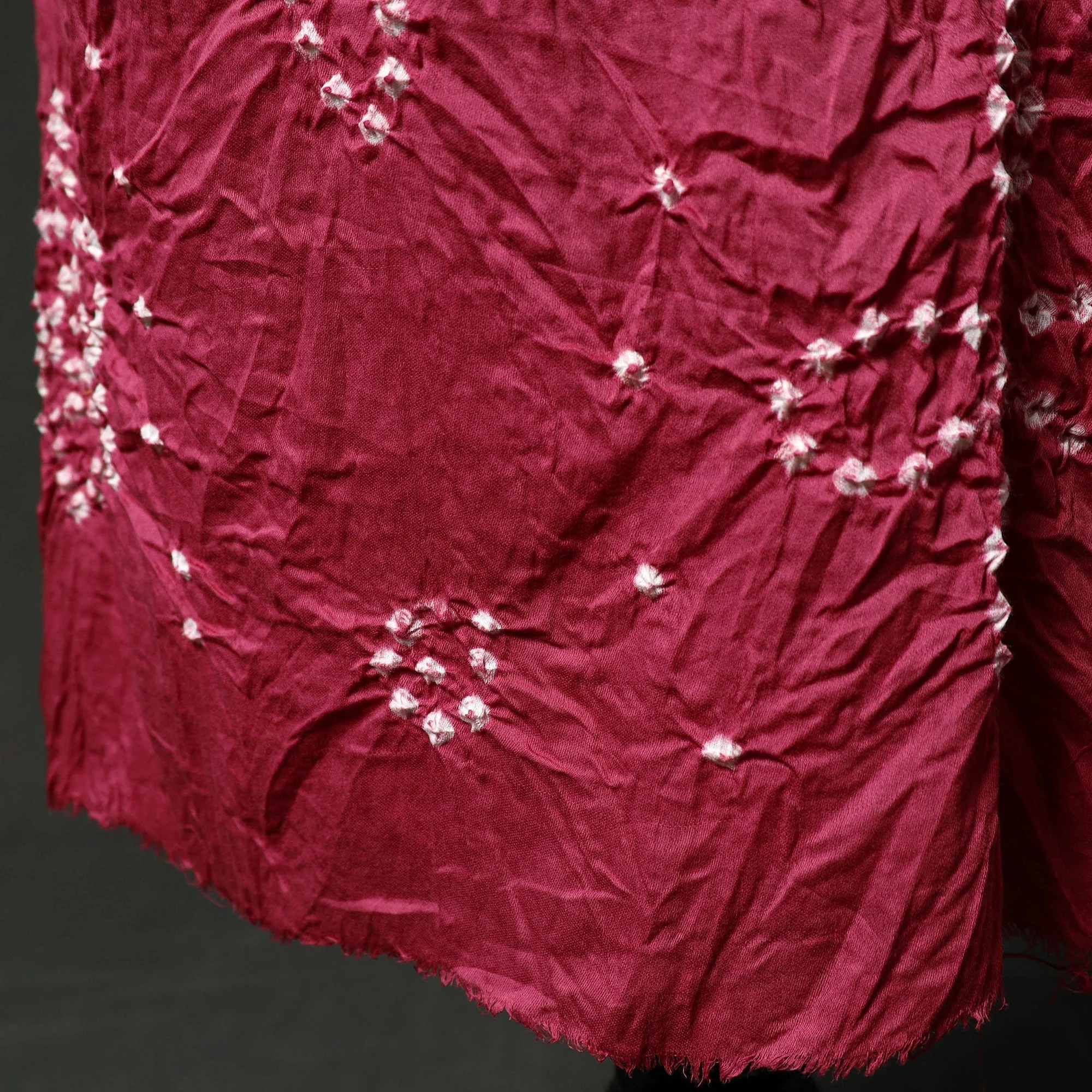 Pink - Kutch Tie-Dye Satin Cotton Bandhani 3pc Unstitched Dress Material 73 - Image 5