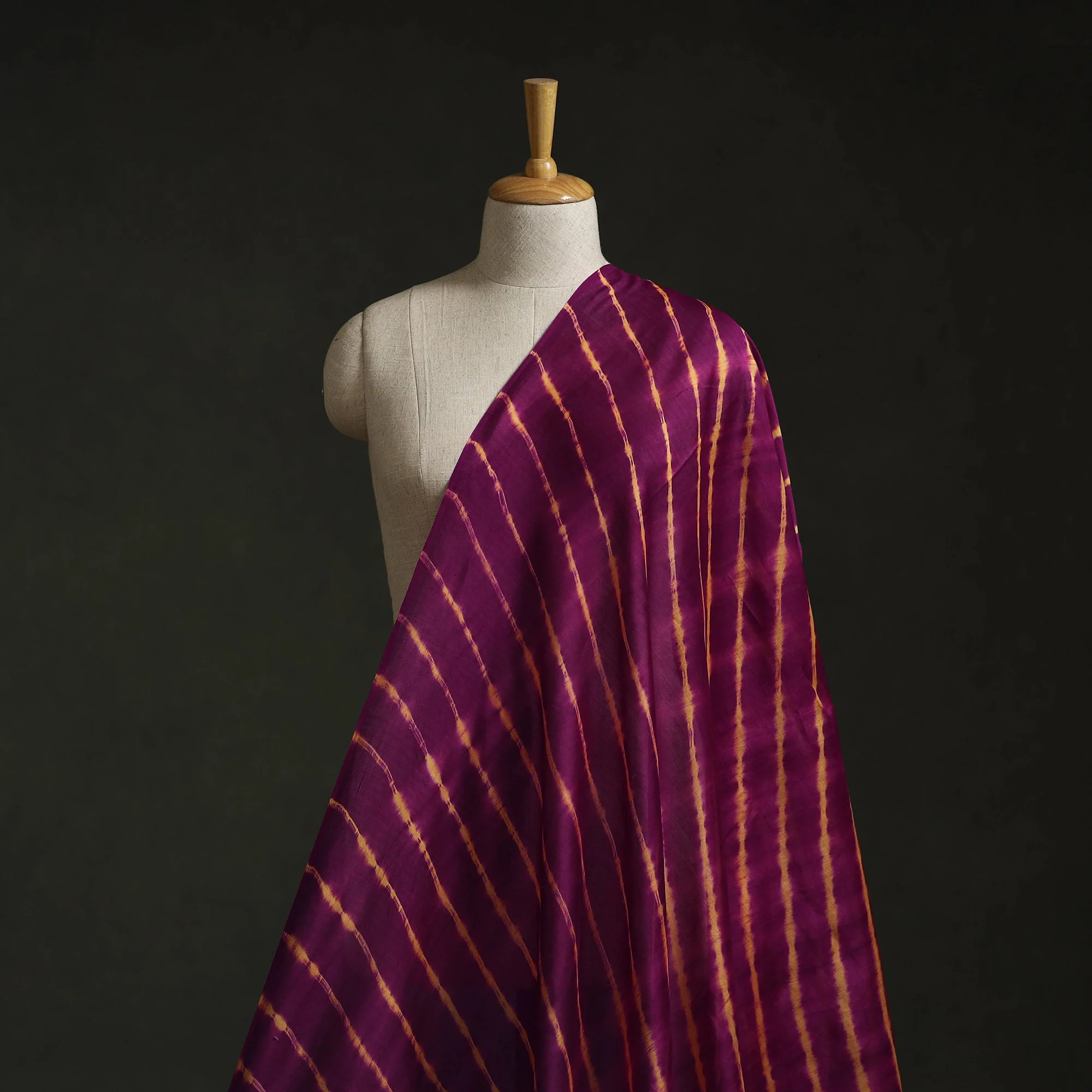 Purple - Leheriya Tie-Dye Chanderi Silk Fabric 04 - Image 2