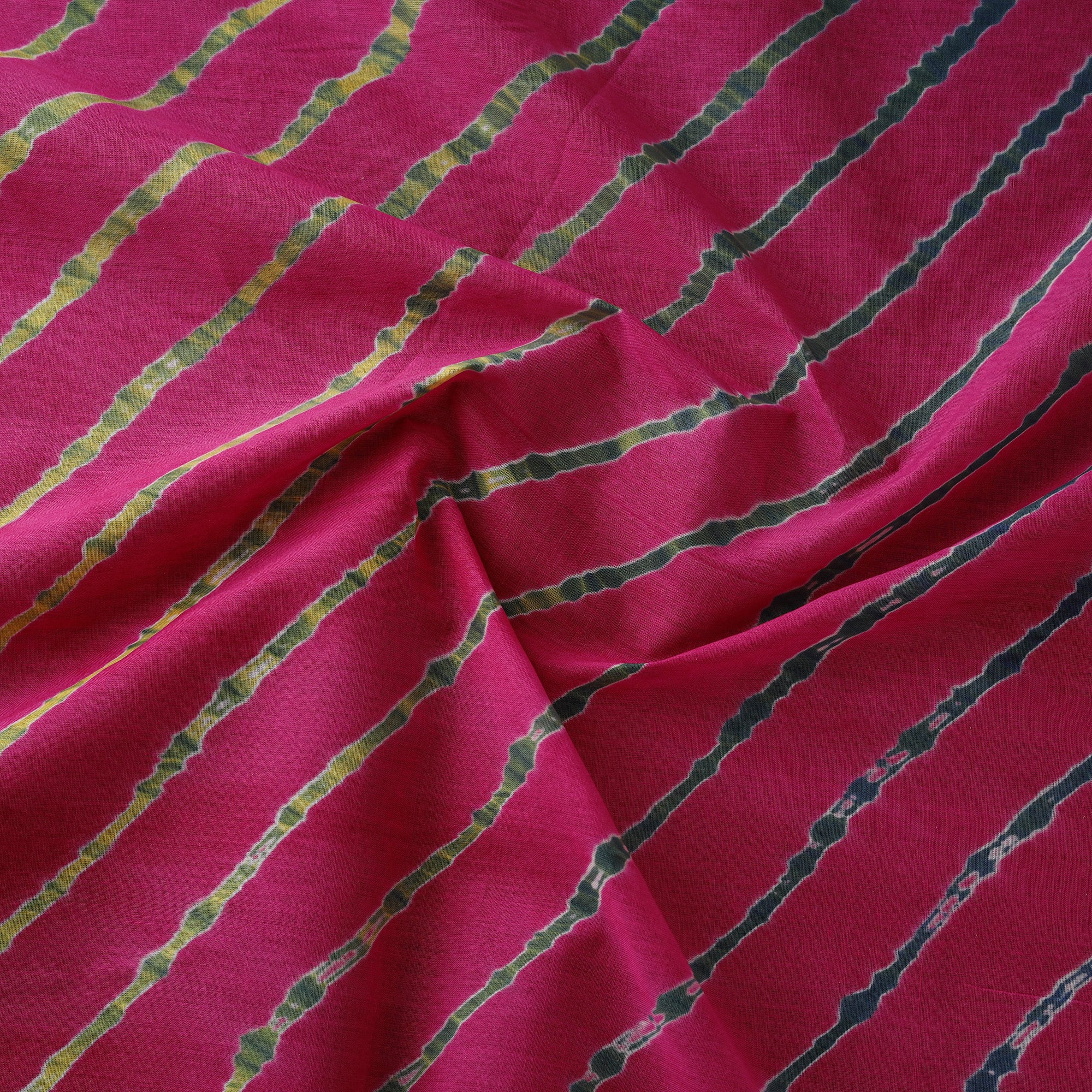 Pink - Leheriya Tie-Dye Mul Cotton Fabric 12