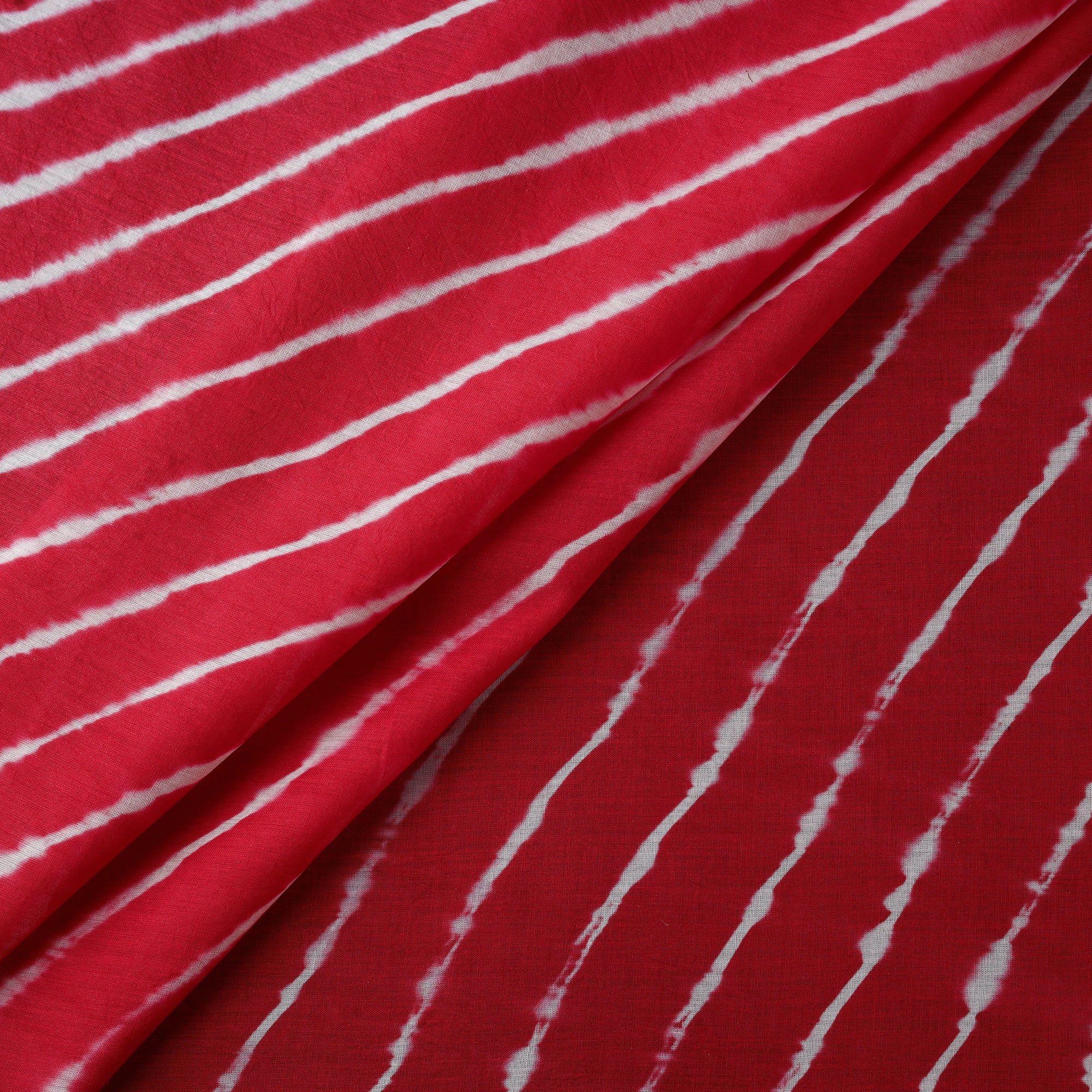 Red - Leheriya Tie-Dye Mul Cotton Fabric 14 - Image 3