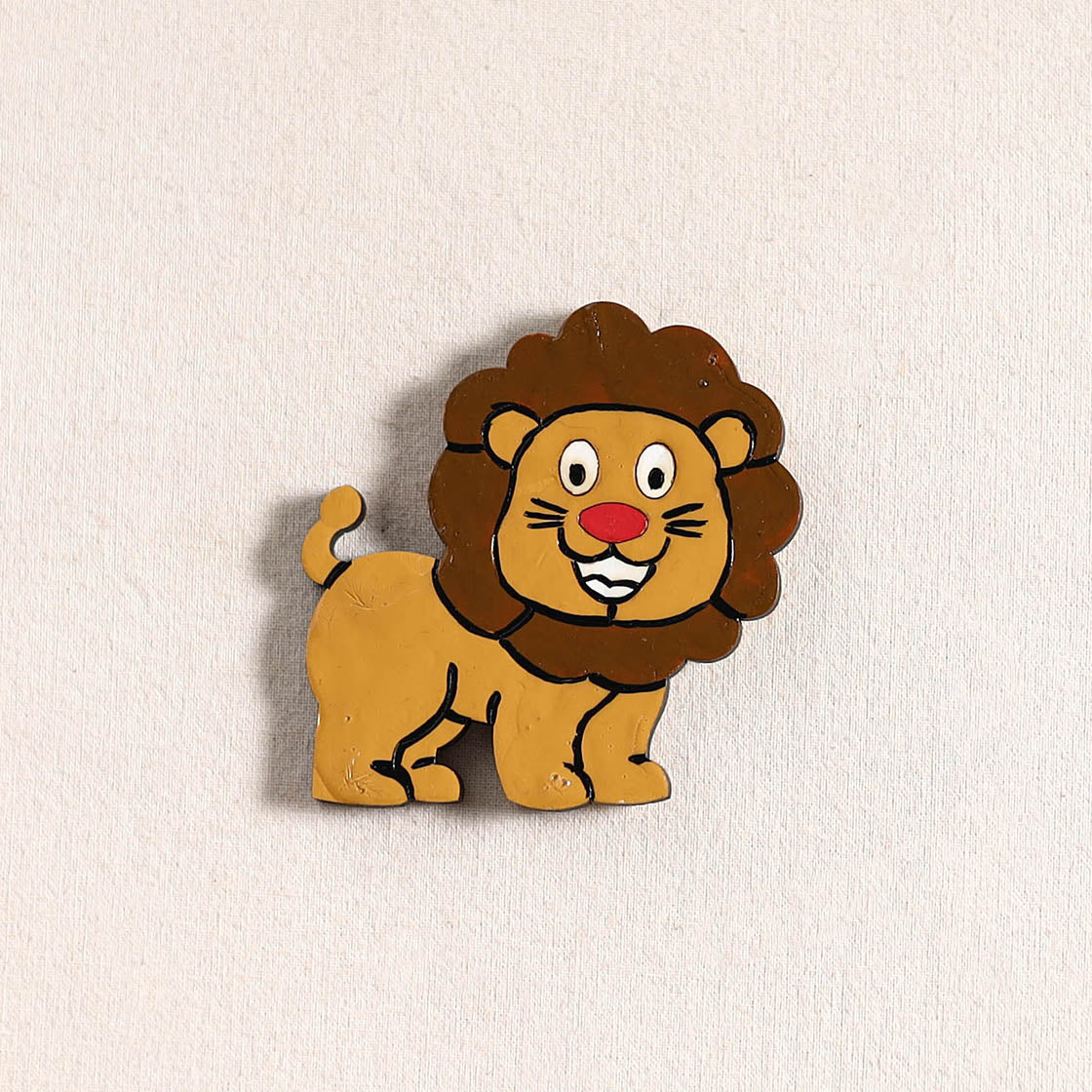 Lion Handpainted Fridge Magnet 52 - Image 2