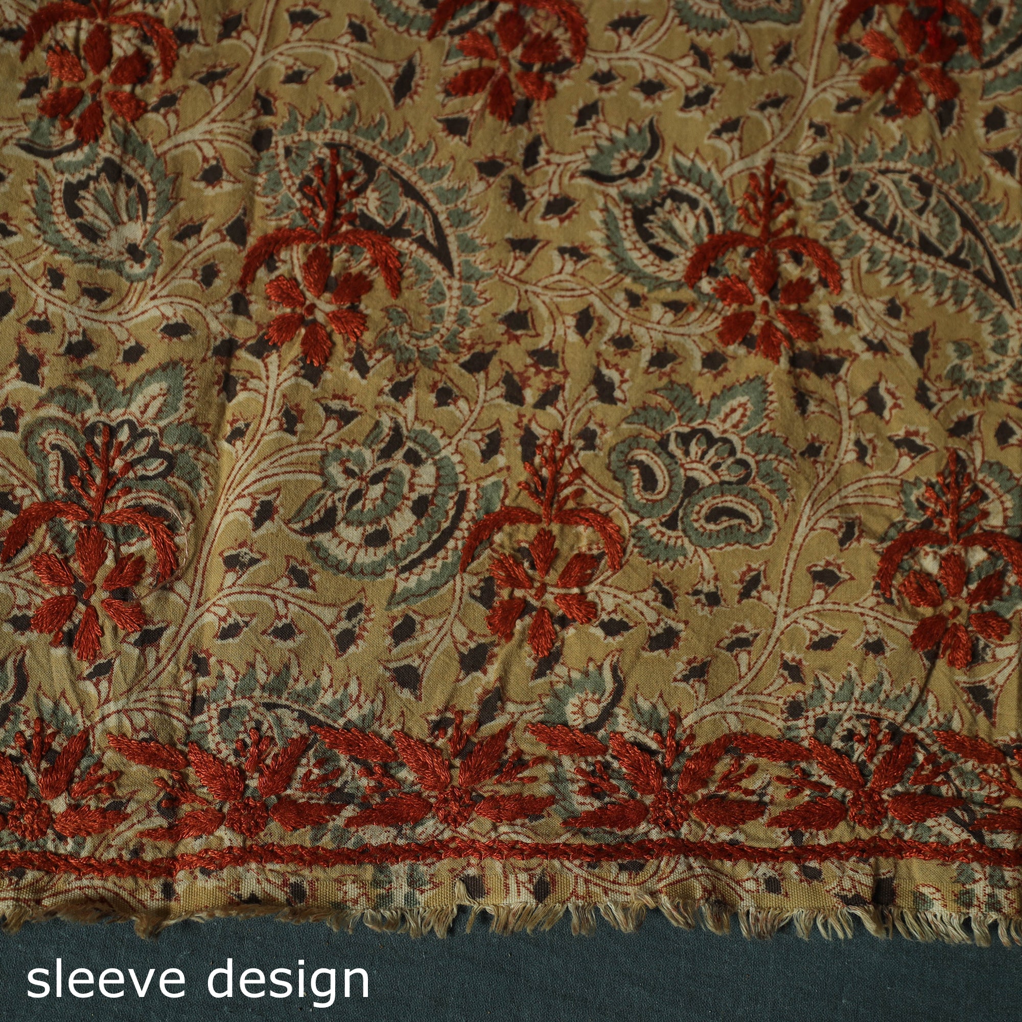 Lucknowi Chikankari Hand Embroidered Kalamkari Cotton Unstitched Kurta Material (2.5M) 23 - Image 4