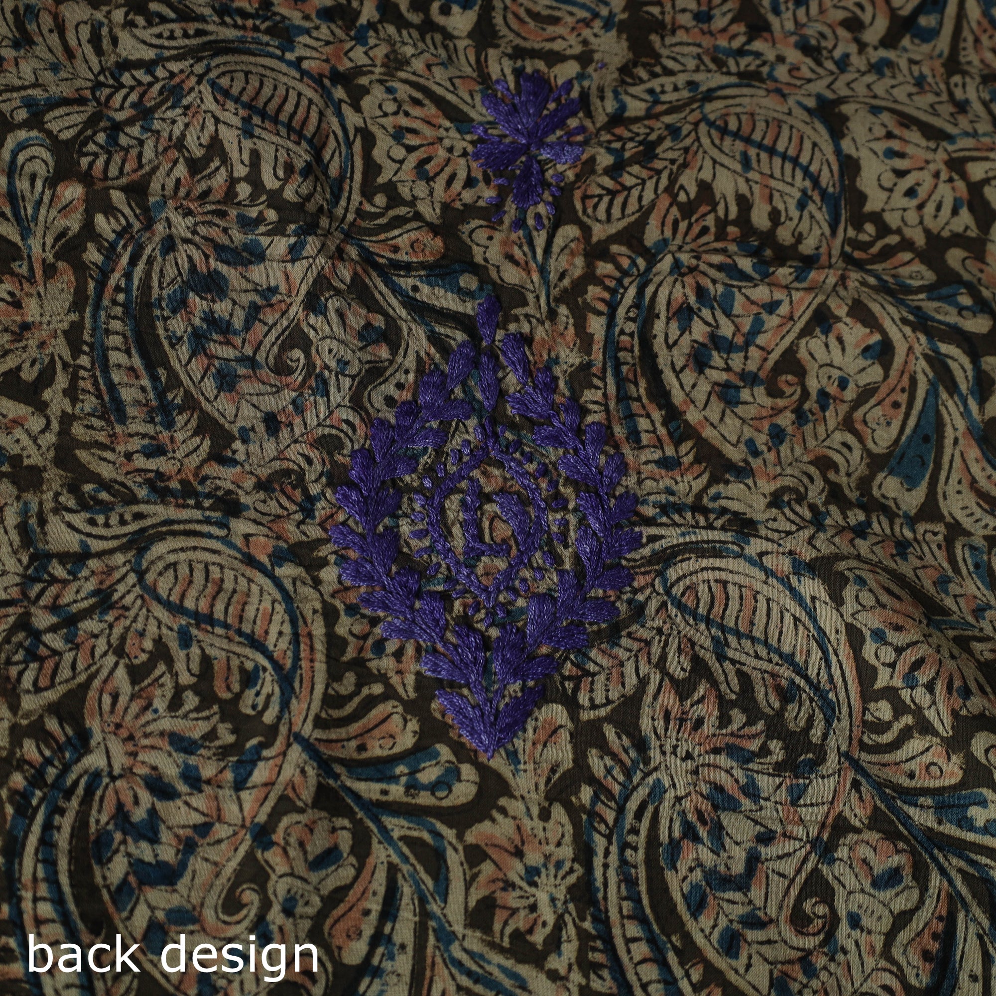Lucknowi Chikankari Hand Embroidered Kalamkari Cotton Unstitched Kurta Material (2.5M) 25 - Image 5