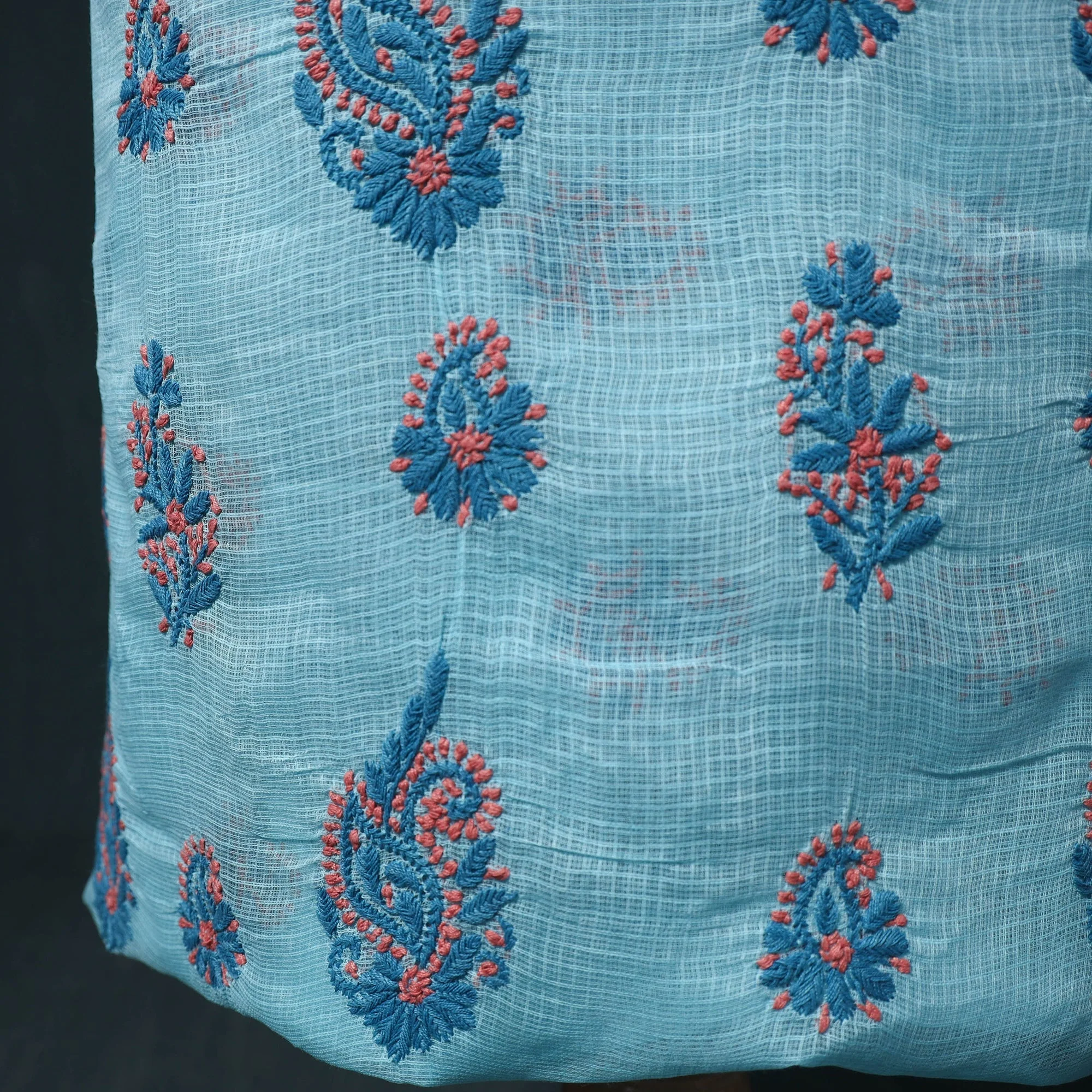 Lucknowi Chikankari Hand Embroidered Kota Doria Cotton 2pc Unstitched Dress Material Kurta Set 10 - Image 5
