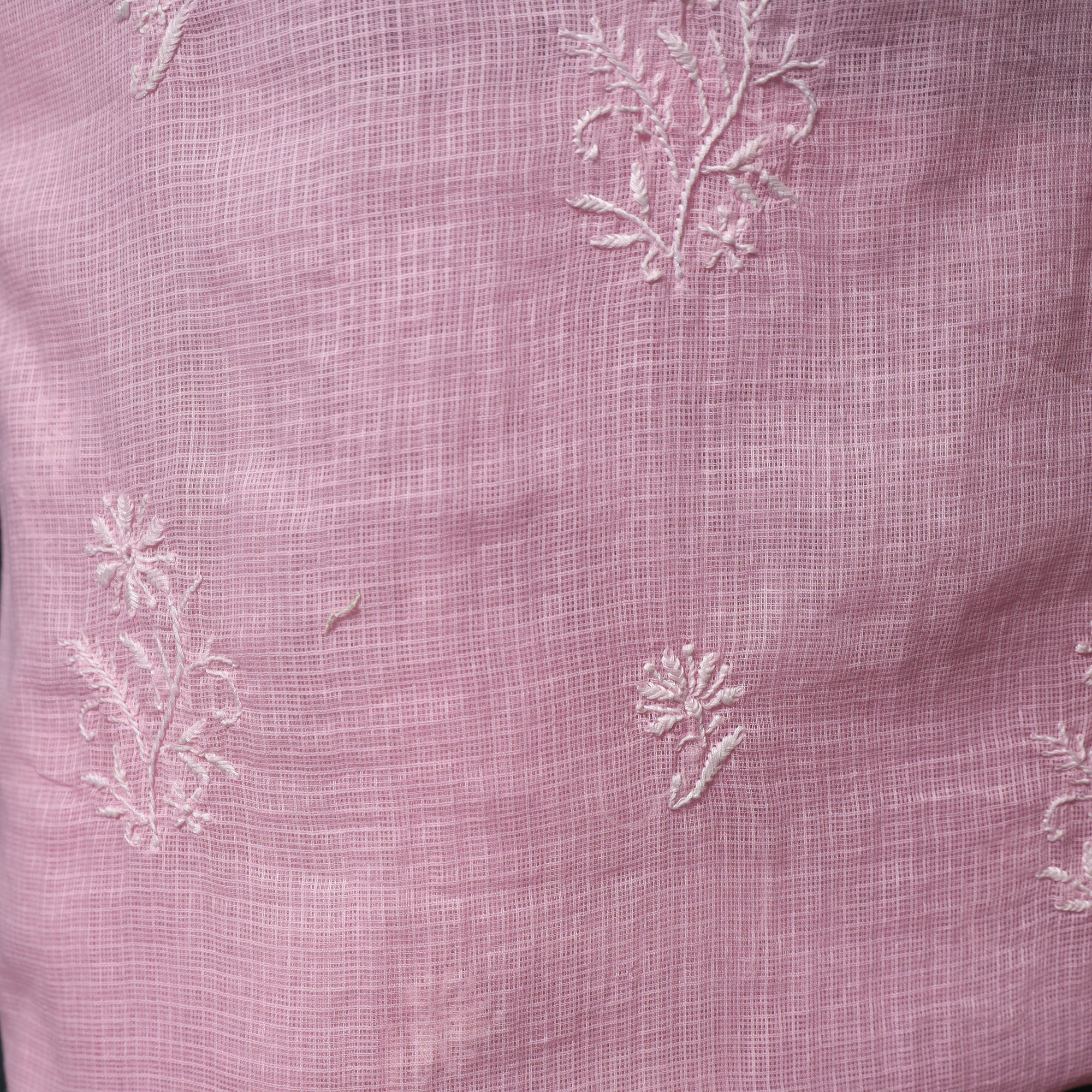 Pink - Lucknowi Chikankari Hand Embroidered Kota Doria Cotton 2pc Unstitched Dress Material Kurta Set 13 - Image 5
