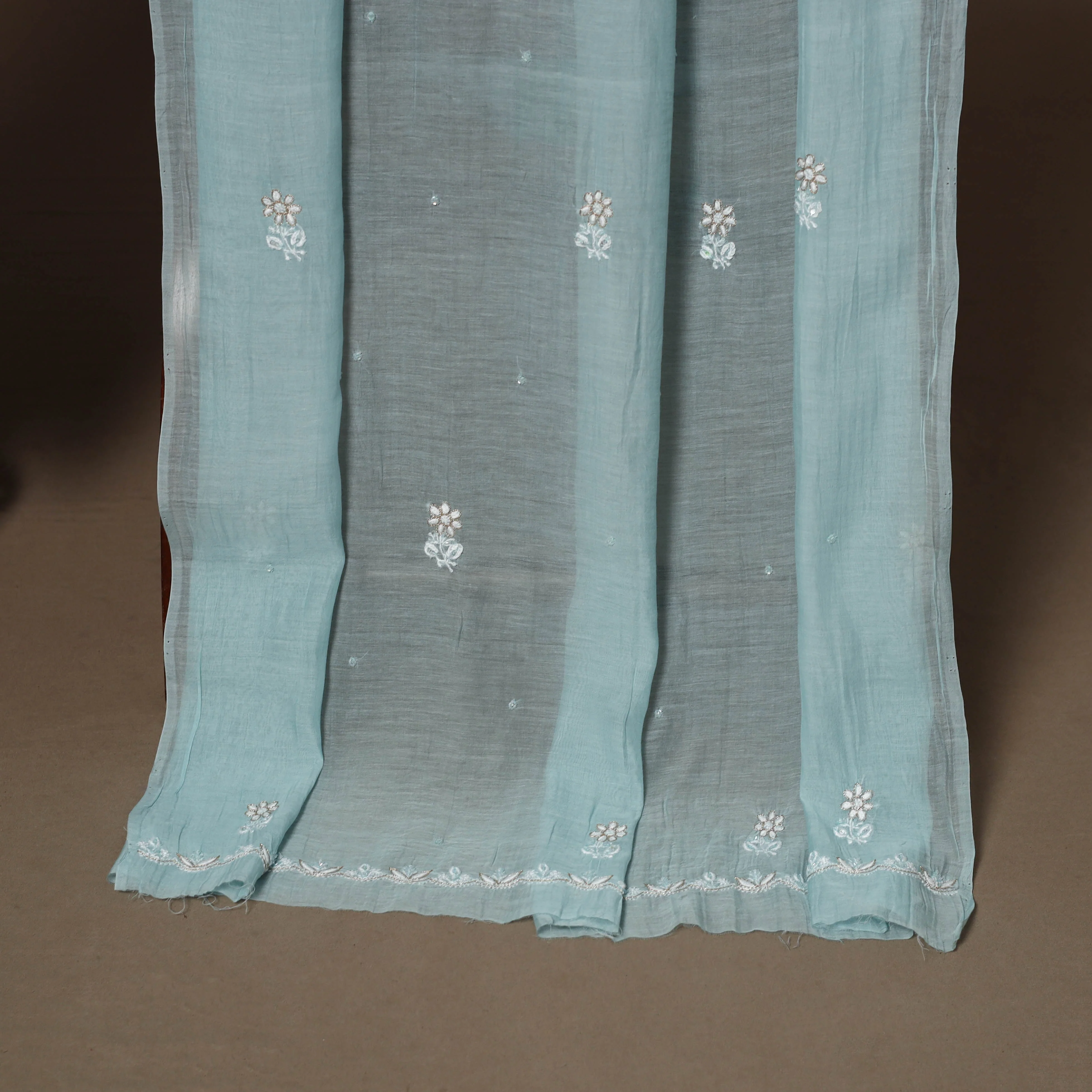 Lucknowi Chikankari Heavy Hand Embroidered Mul Chanderi 2pc Unstitched Dress Material 12 - Image 6