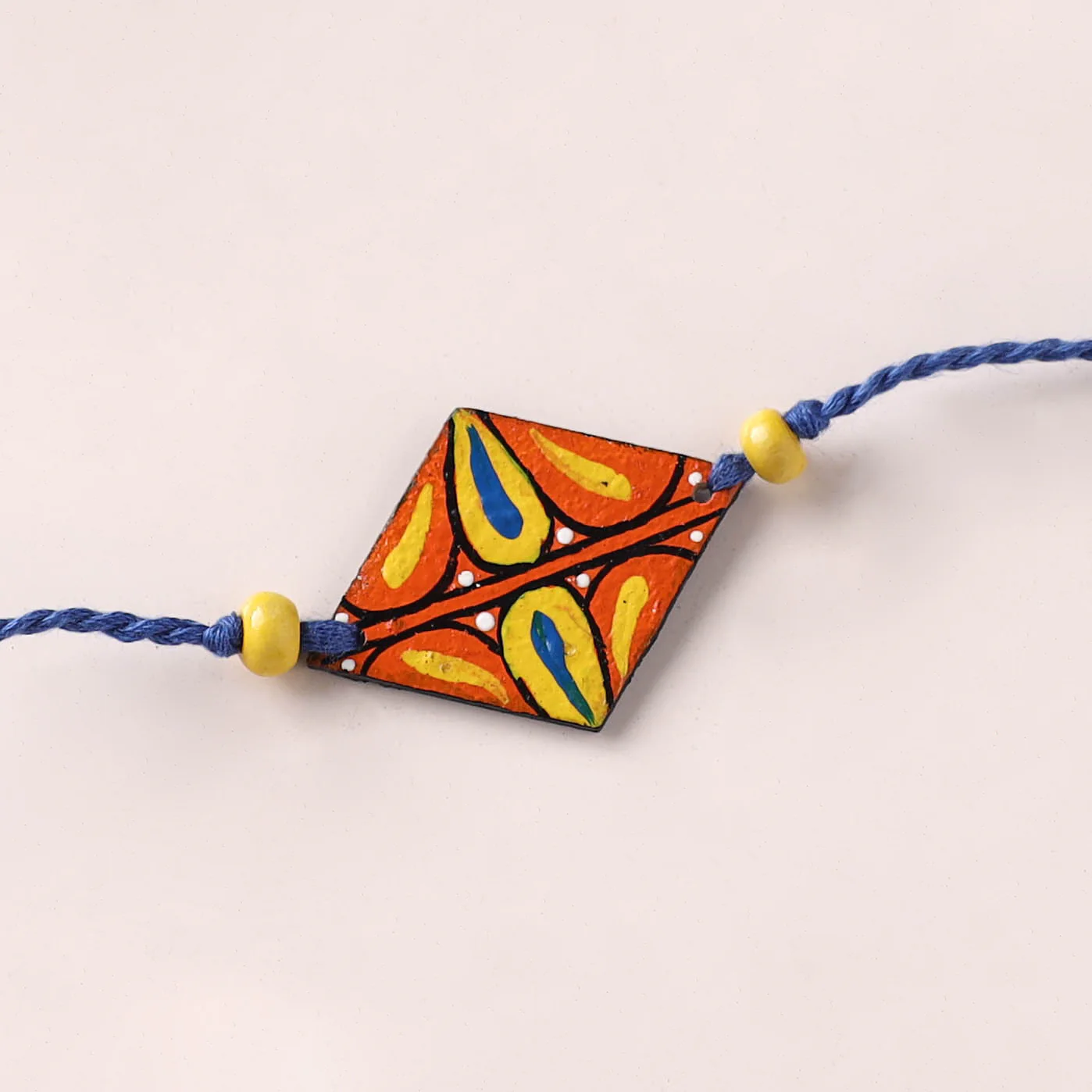 Madhubani Handpainted Wooden Rakhi 24 - Image 2