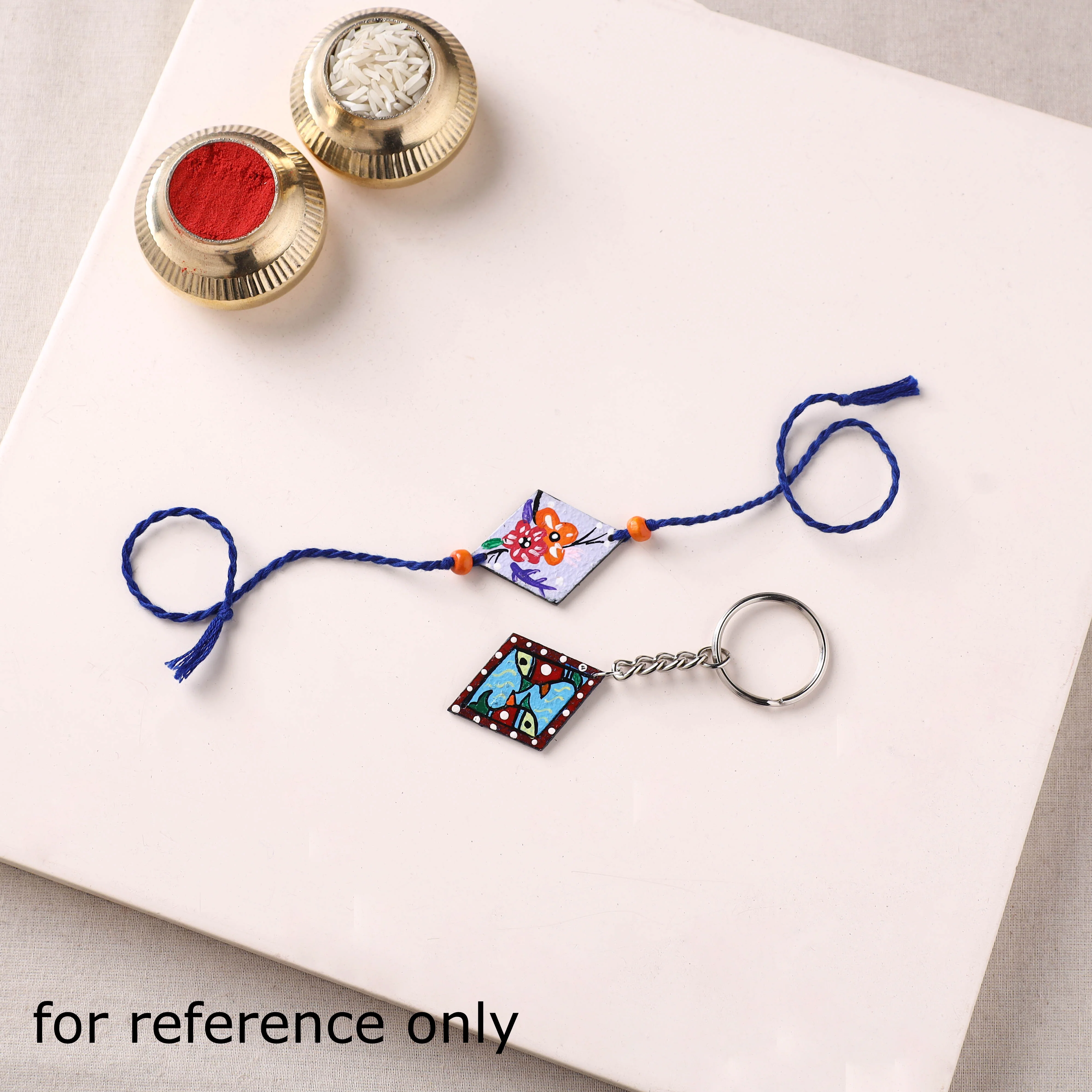 Madhubani Handpainted Wooden Rakhi 27 - Image 3