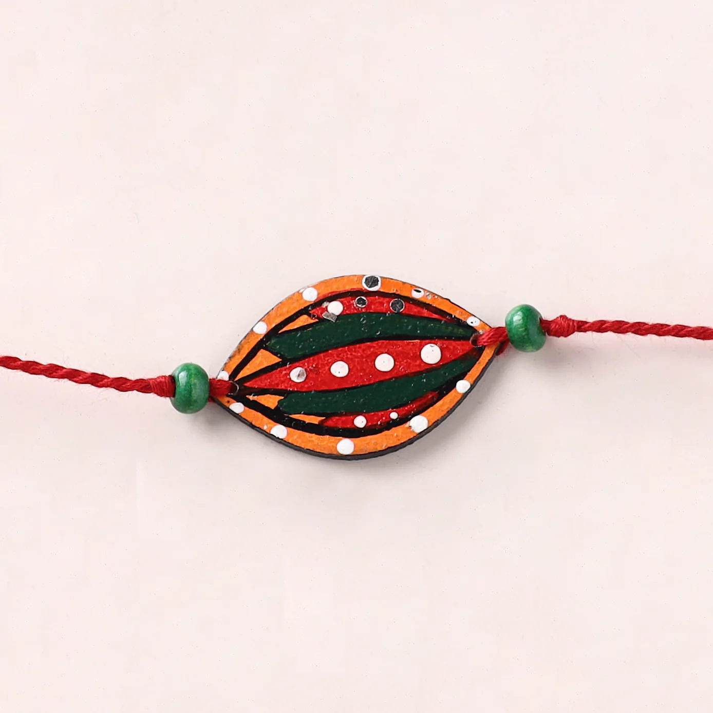 Madhubani Handpainted Wooden Rakhi 48 - Image 2