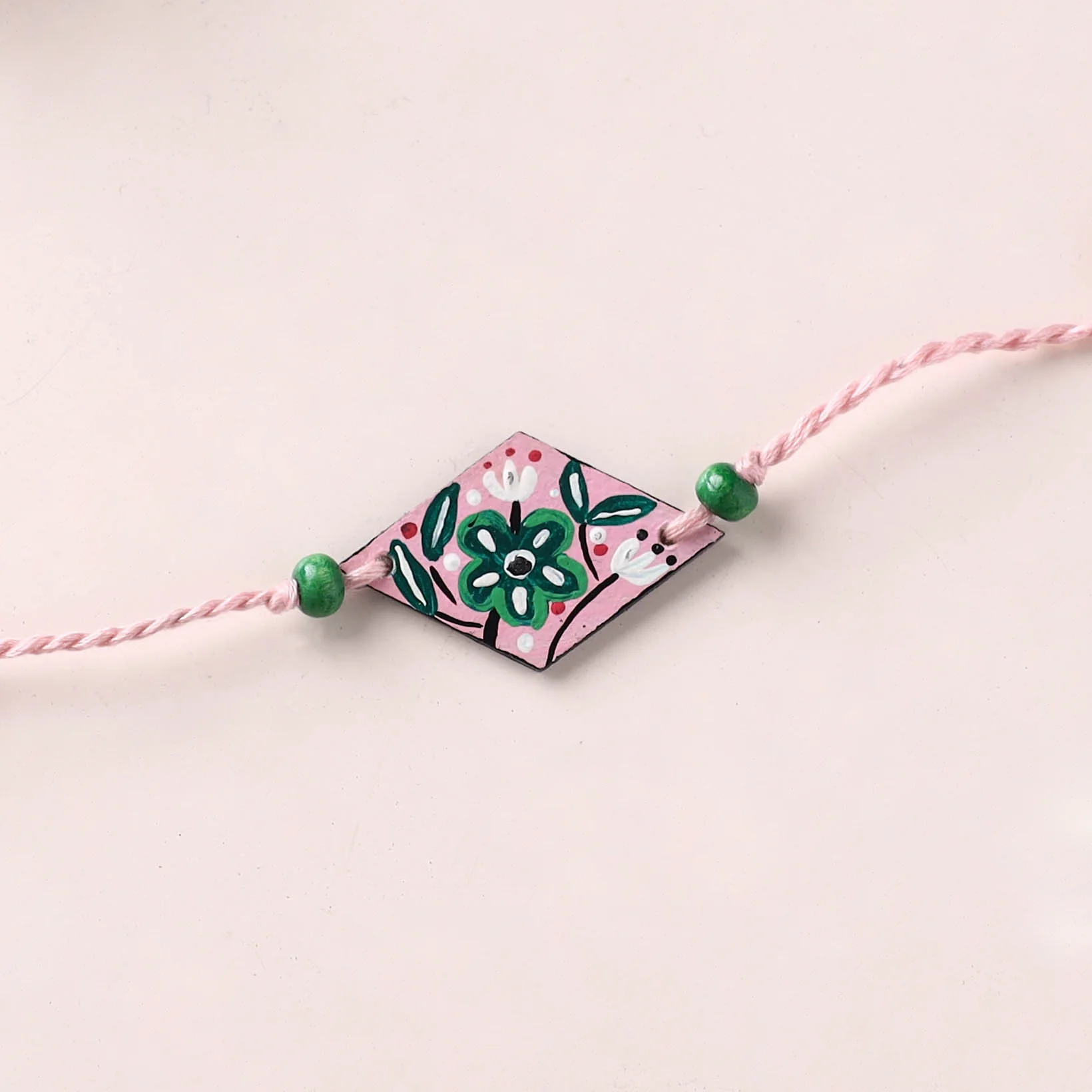 Madhubani Handpainted Wooden Rakhi 65 - Image 2