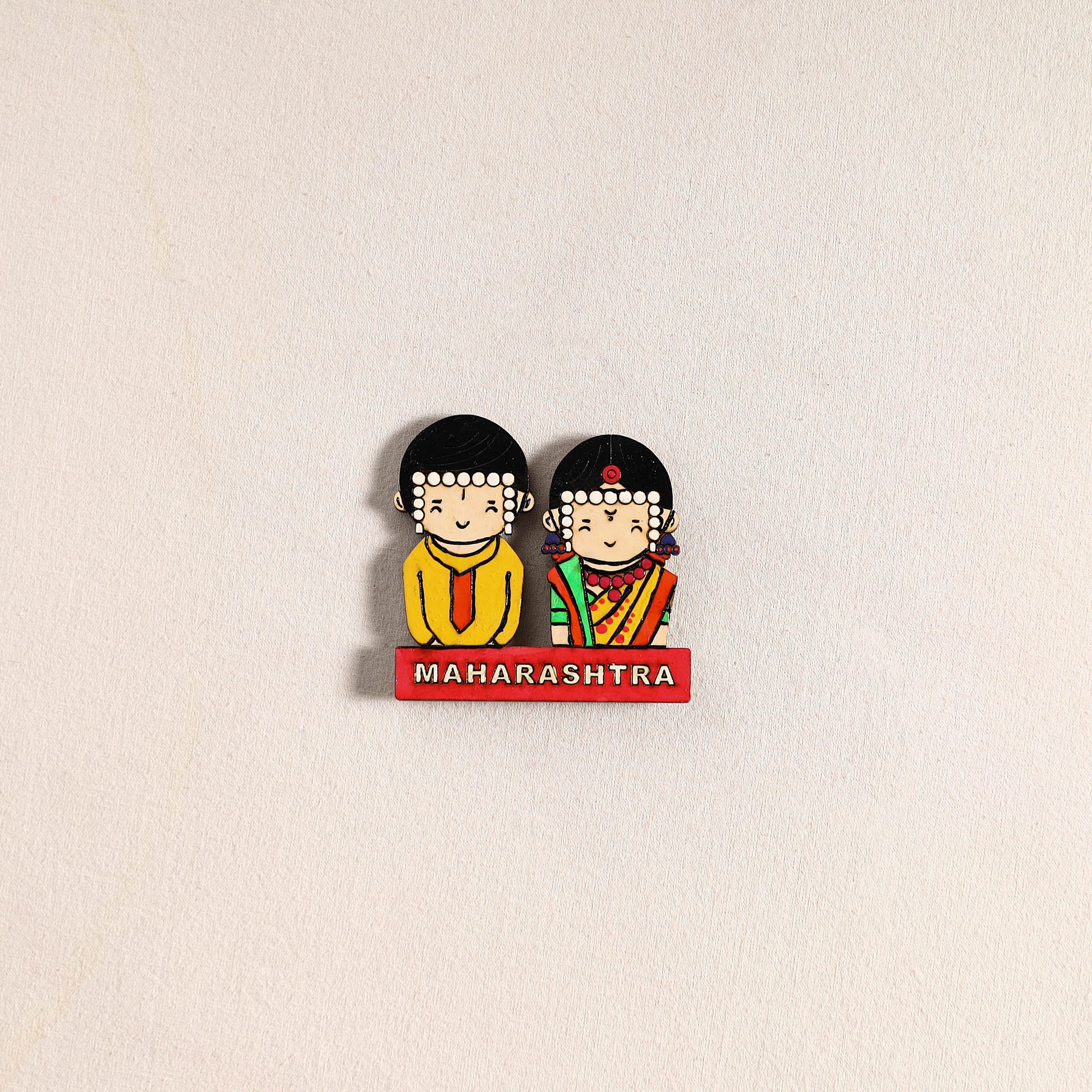 Maharashtrian Couple Handpainted Fridge Magnet 31