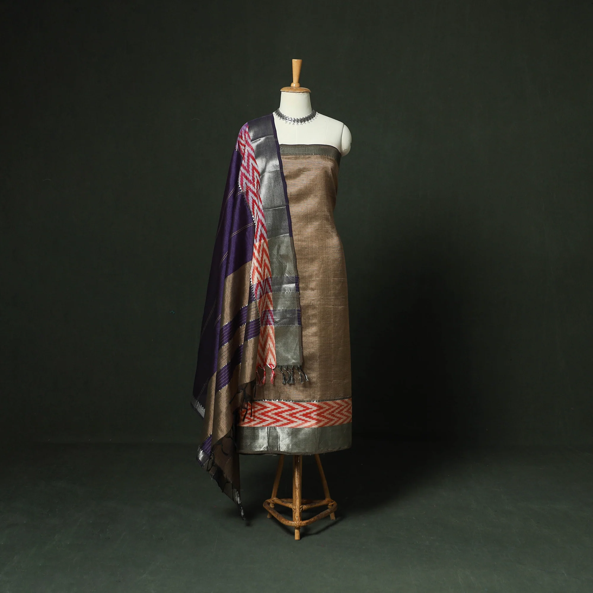 Mangalagiri Handloom Silk Cotton 3pc Unstitched Dress Material Suit Set 04
