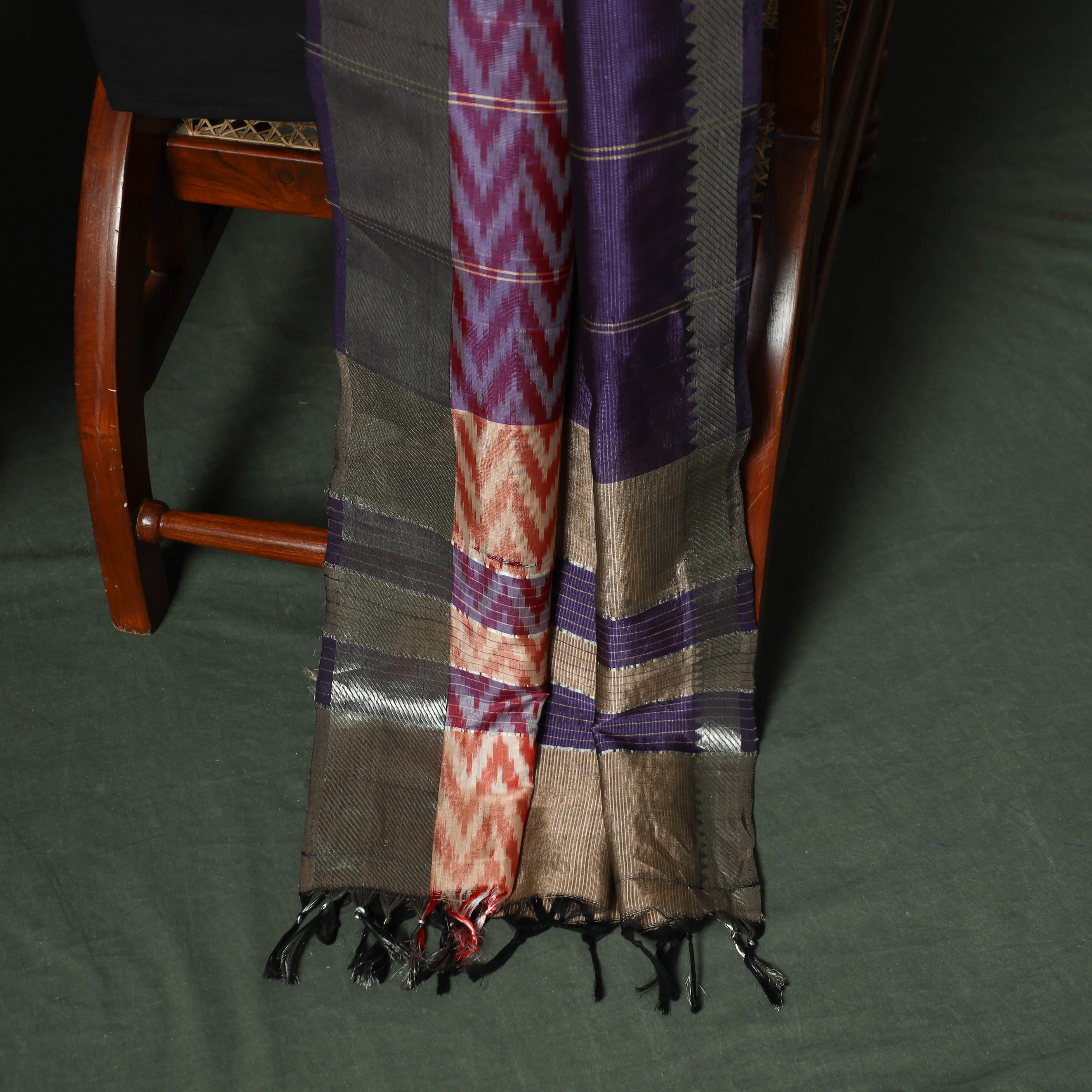 Mangalagiri Handloom Silk Cotton 3pc Unstitched Dress Material Suit Set 04 - Image 4