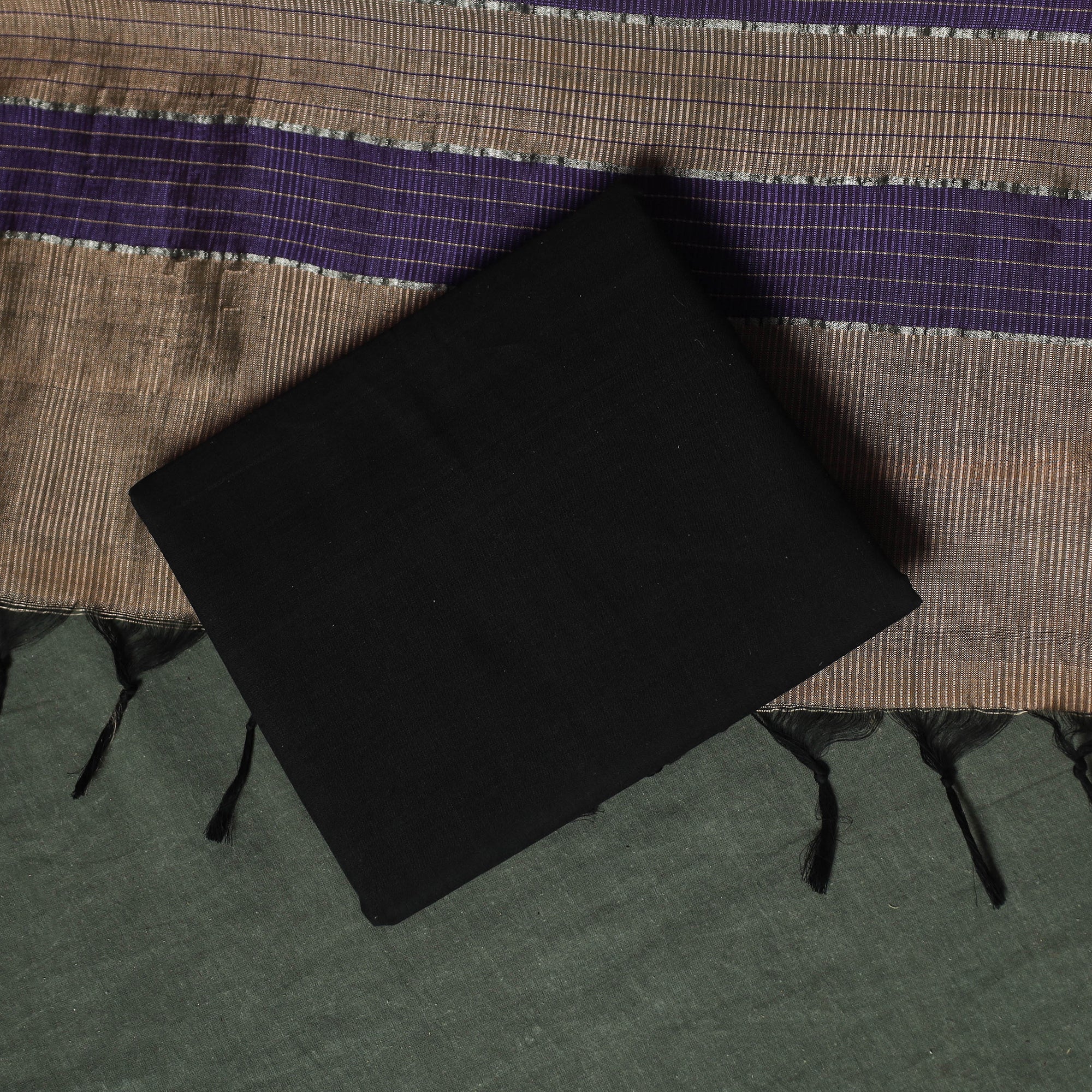 Mangalagiri Handloom Silk Cotton 3pc Unstitched Dress Material Suit Set 04 - Image 5