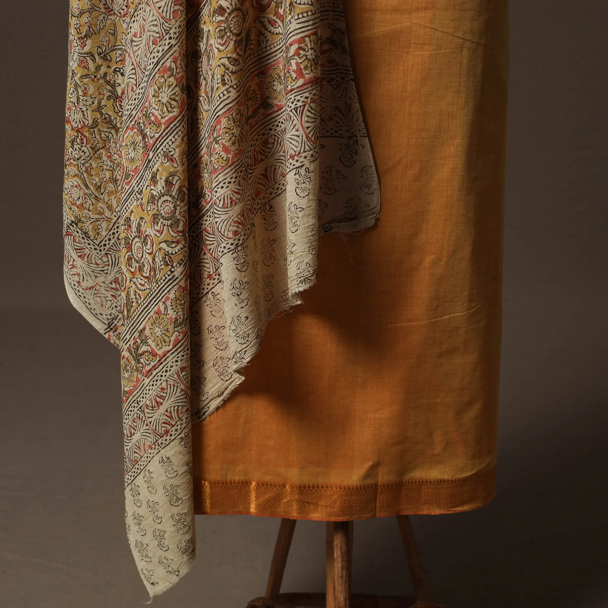Mangalagiri Handwoven Cotton 2pc Unstitched Dress Material Kurta Set with Jewellery 12 - Image 4